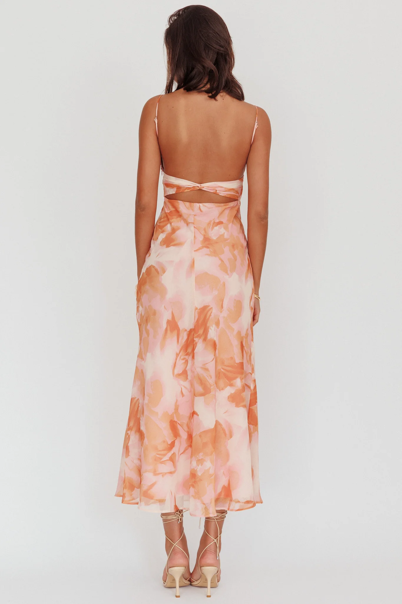 Nerida Low Back Twist Maxi Dress Orange - Sonourner