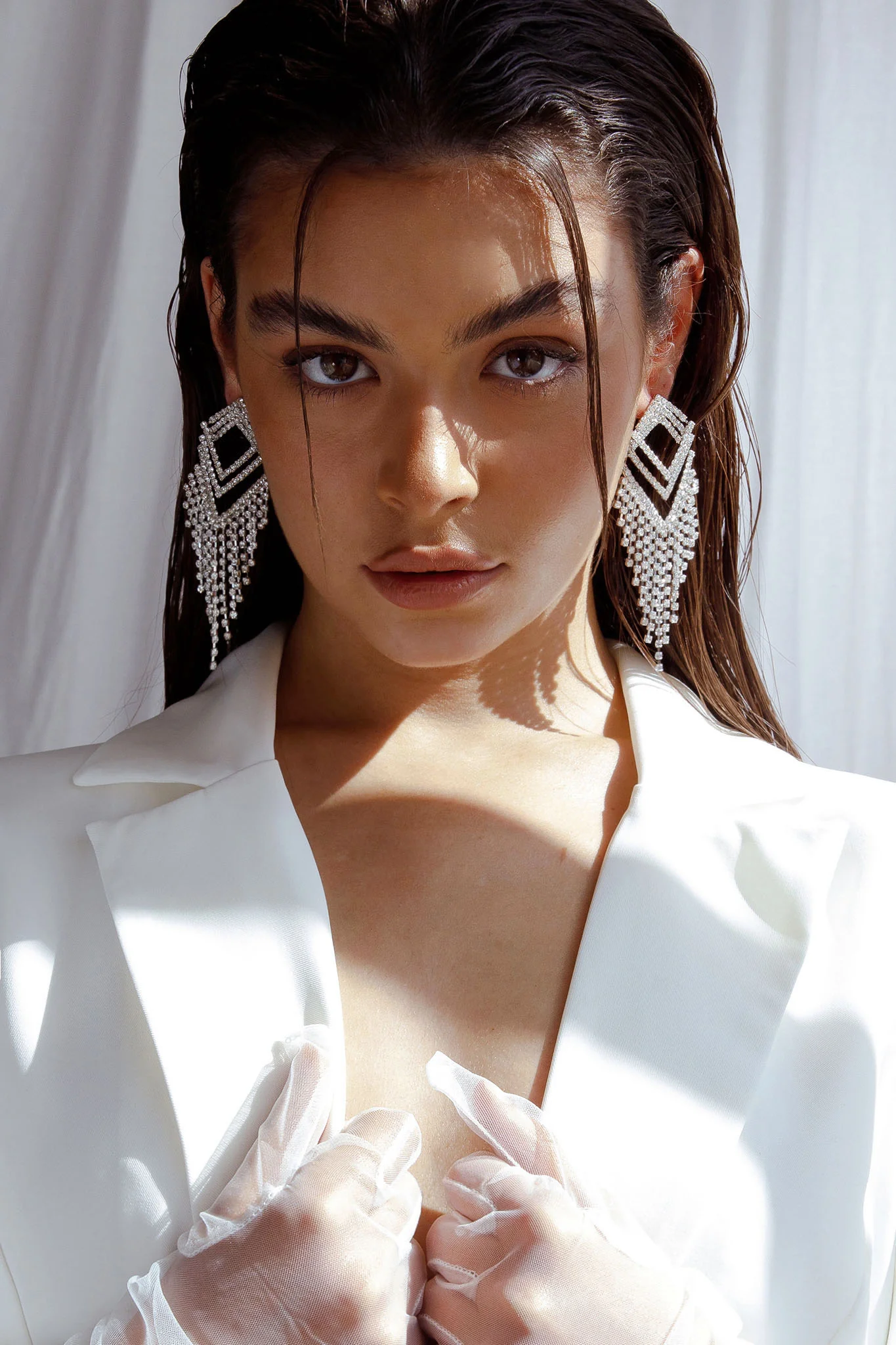 Kate Diamante Kite Drop Earrings Silver - Sonourner