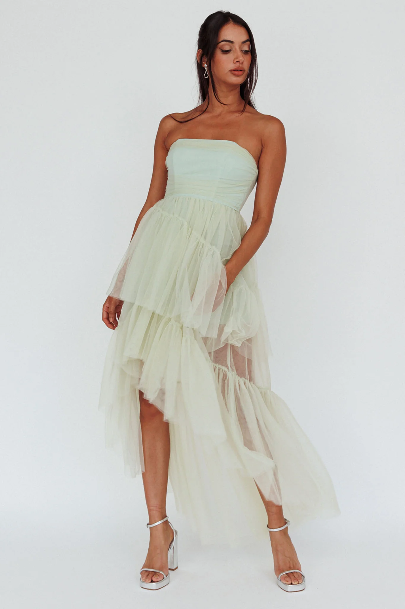 Always & Forever High-Low Midi Dress Sage - Sonourner