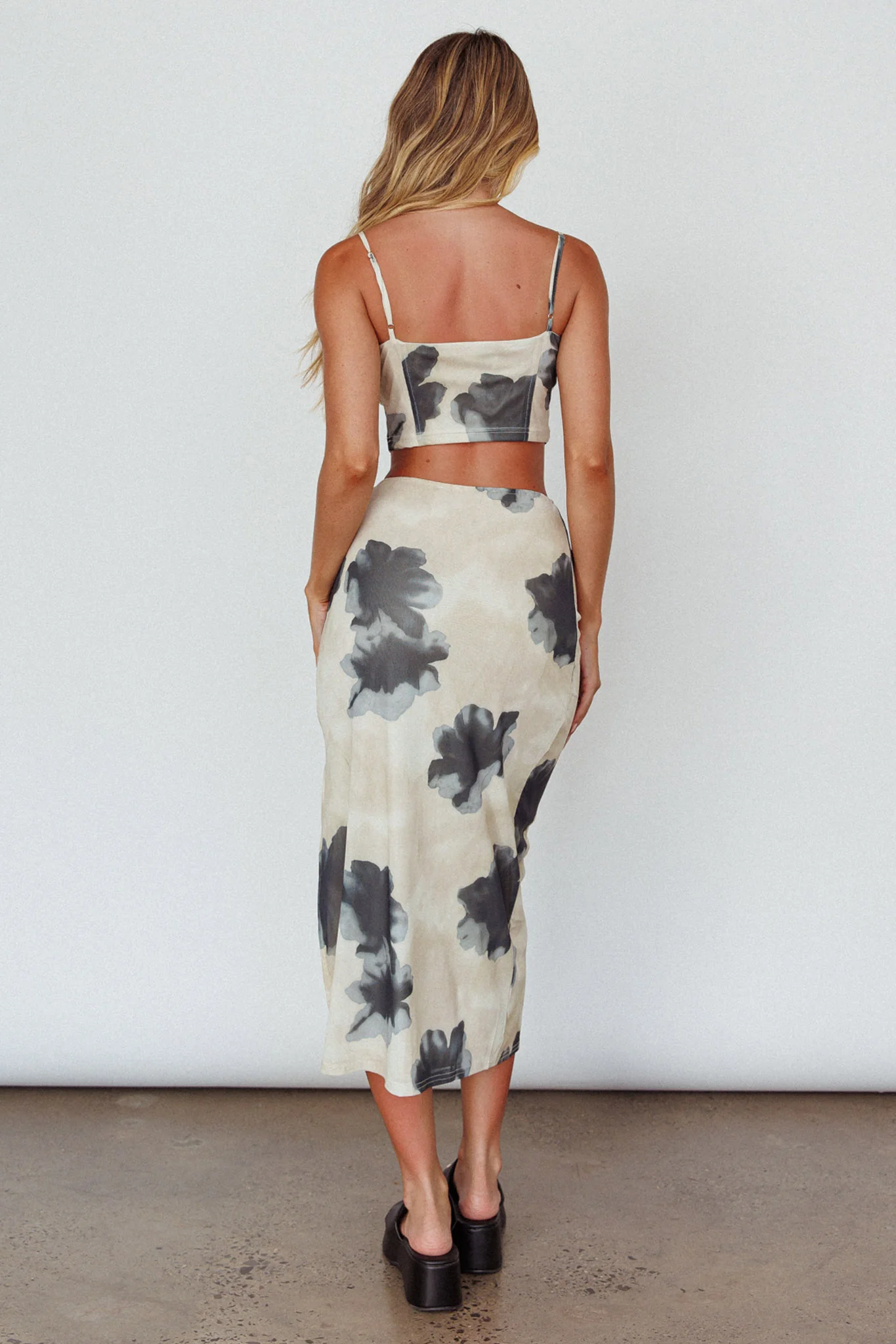 Miss You Midi Skirt Floral Cream - Sonourner