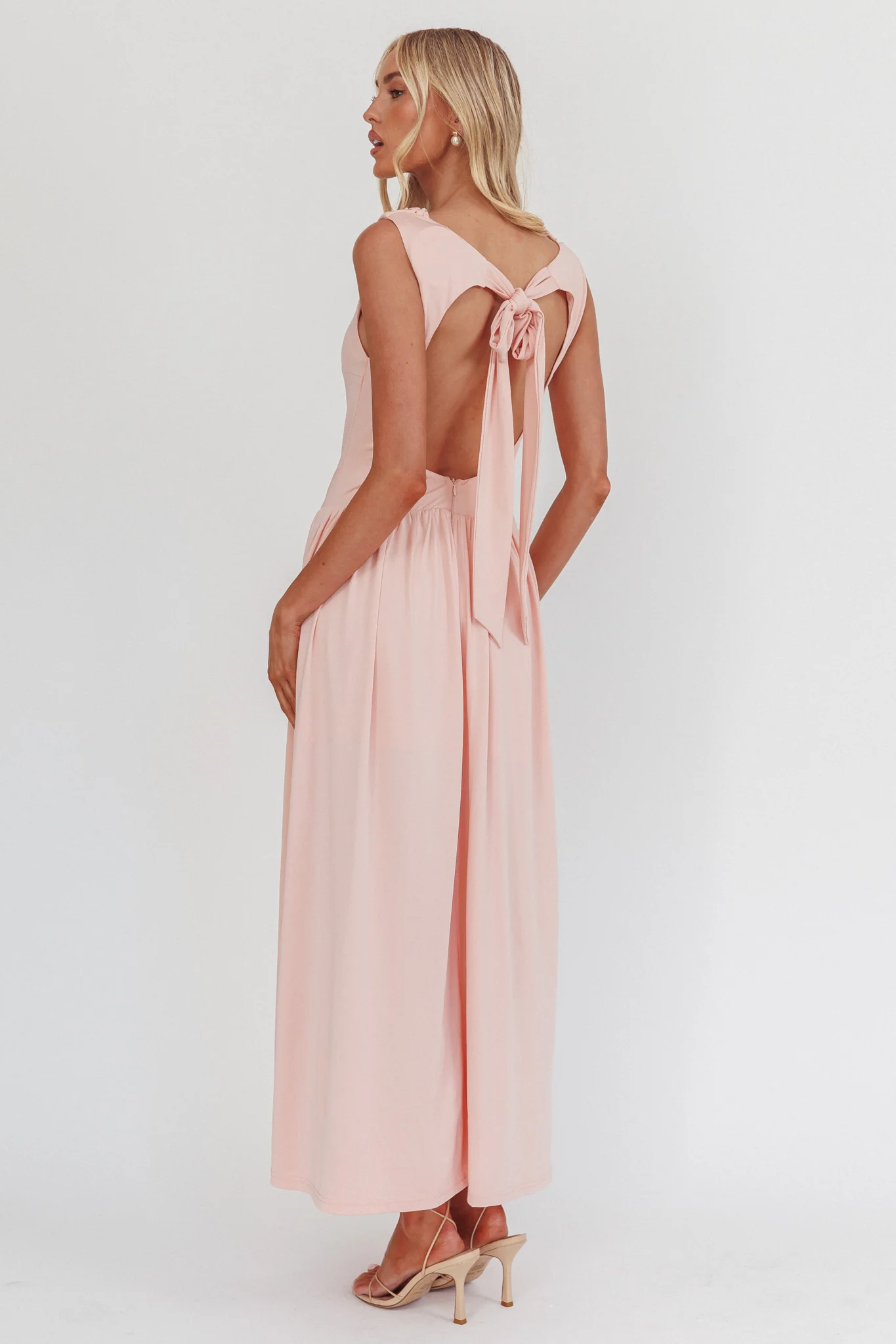 Dorothea High Cowl Open Back Maxi Dress Dusty Pink - Sonourner