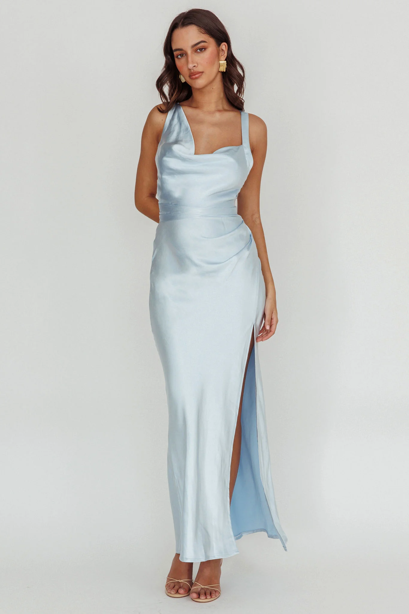 Midnight Sun Asymmetrical Strap Maxi Dress Blue - Sonourner