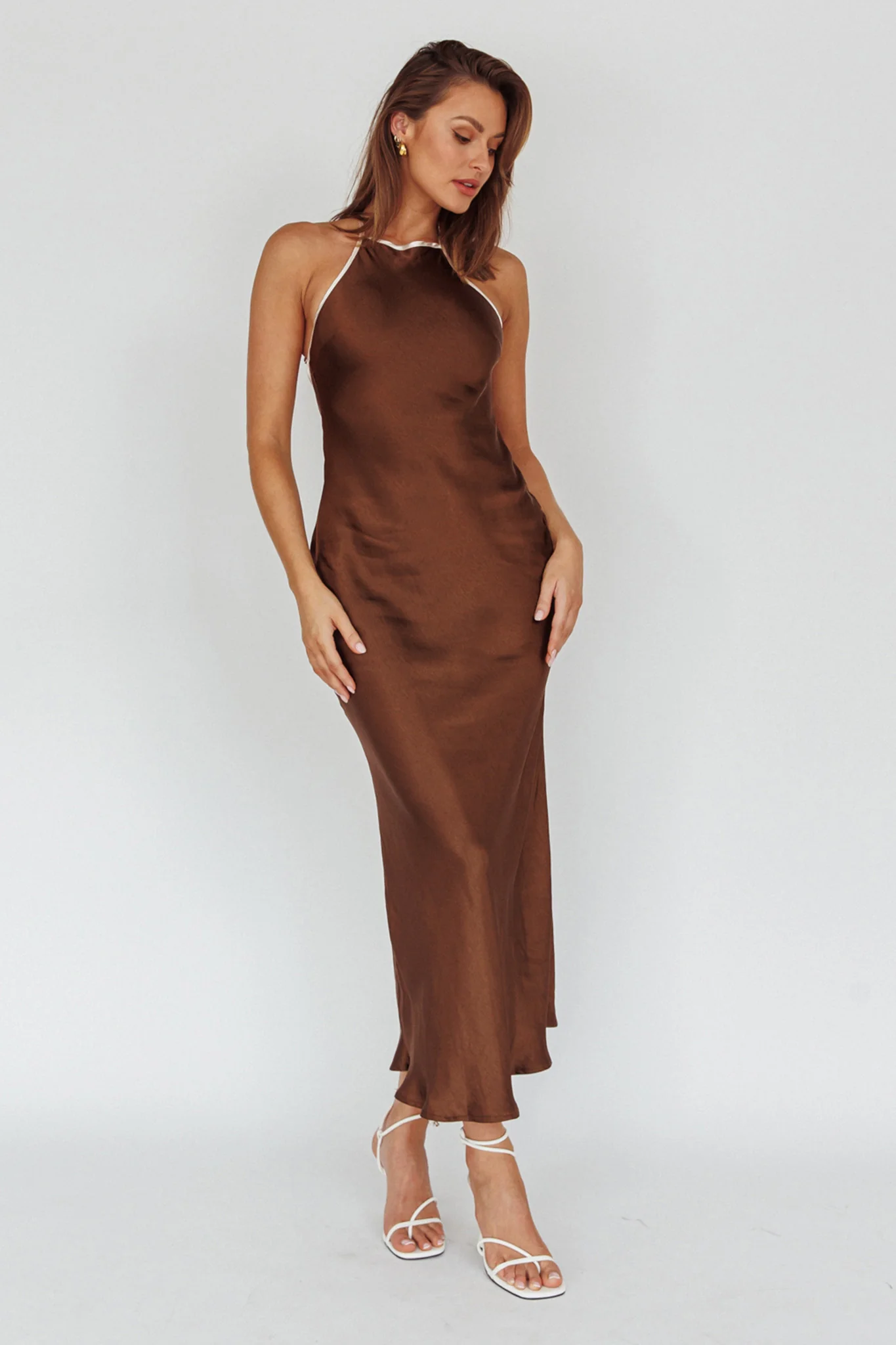 Midsomer Dawn Criss-Cross Back Maxi Dress Chocolate - Sonourner
