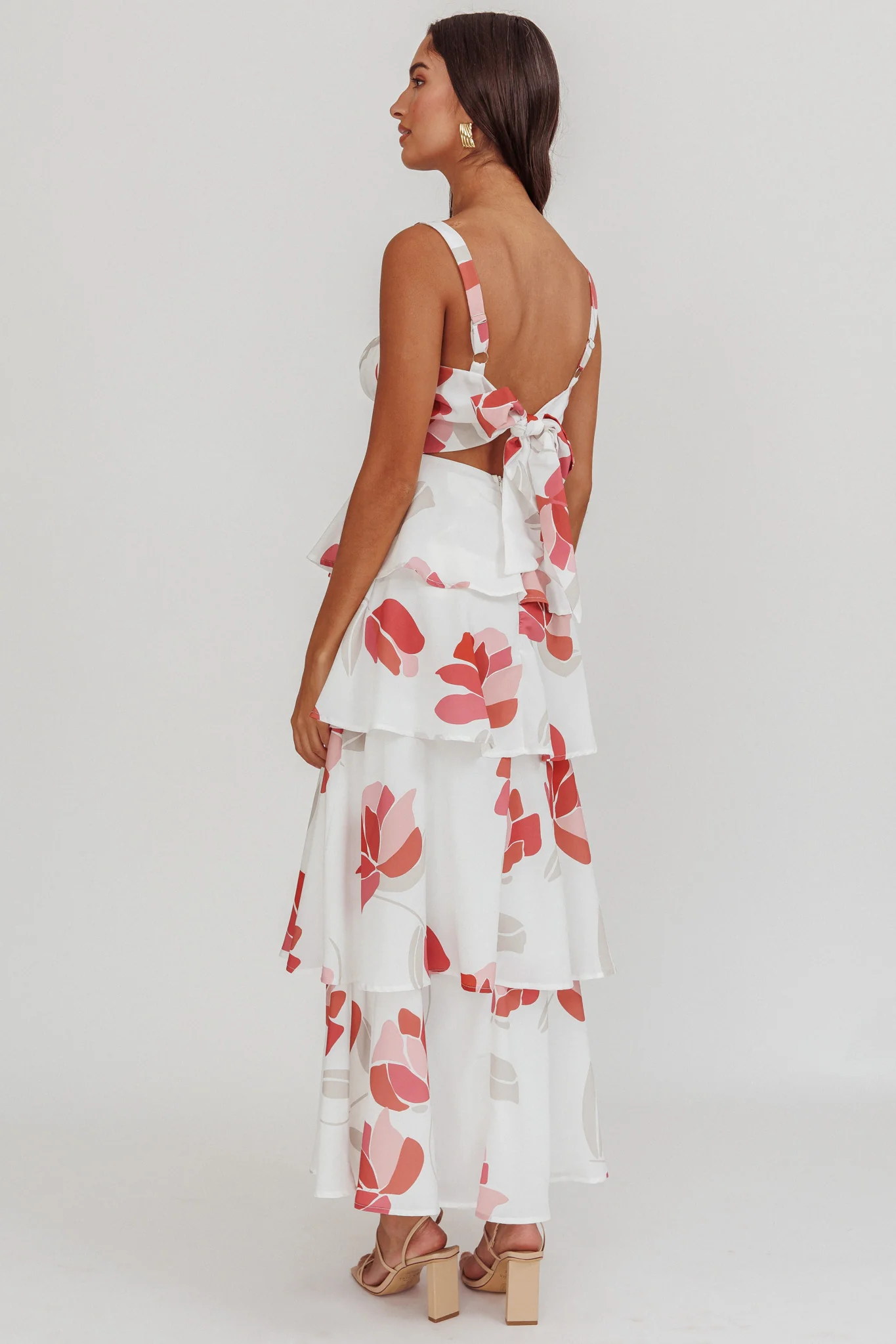 Provence Bloom Tiered Floral Maxi Dress Rose - Sonourner