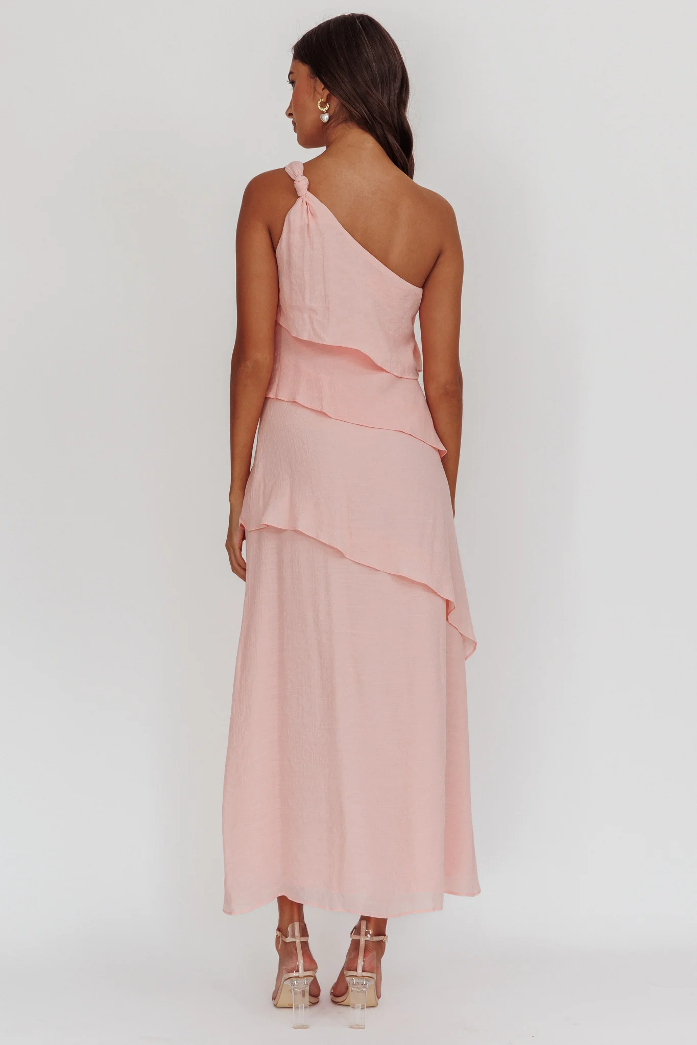 Delwyn One-Shoulder Maxi Dress Baby Pink - Sonourner