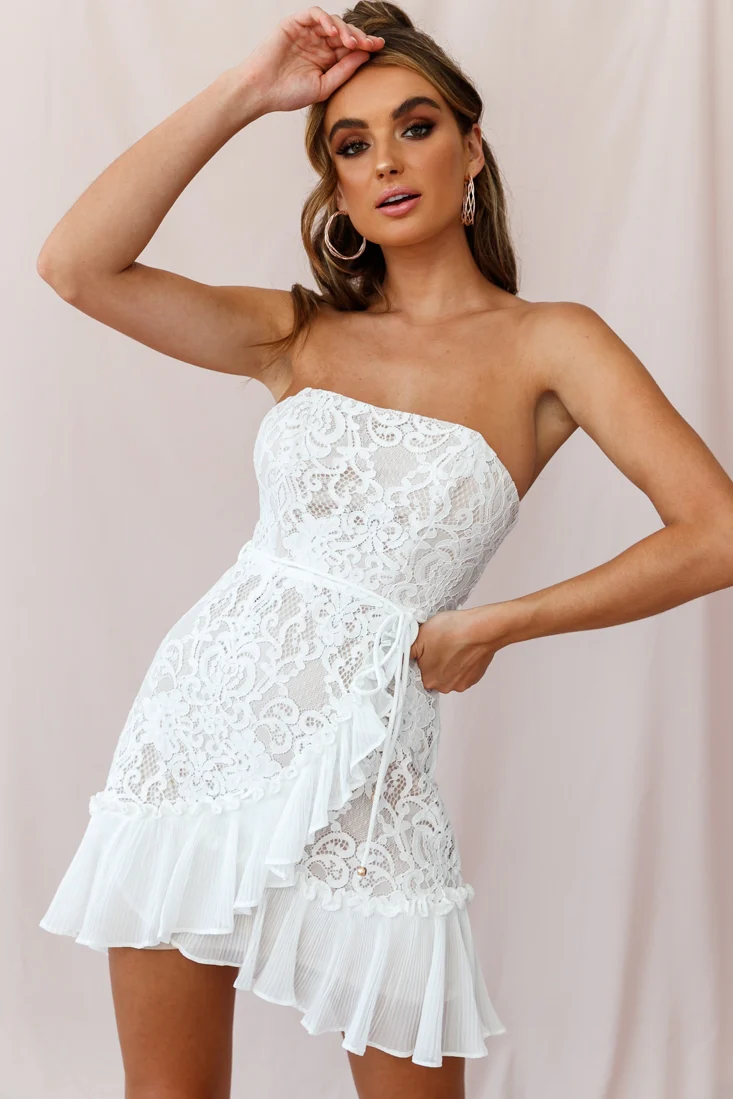 Banksia Lace Bandeau Wrap Dress White - Sonourner