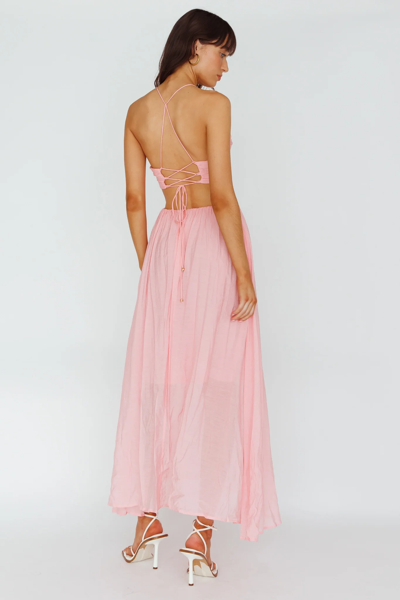 Tenyl Open Back Strappy Midi Dress Blush - Sonourner