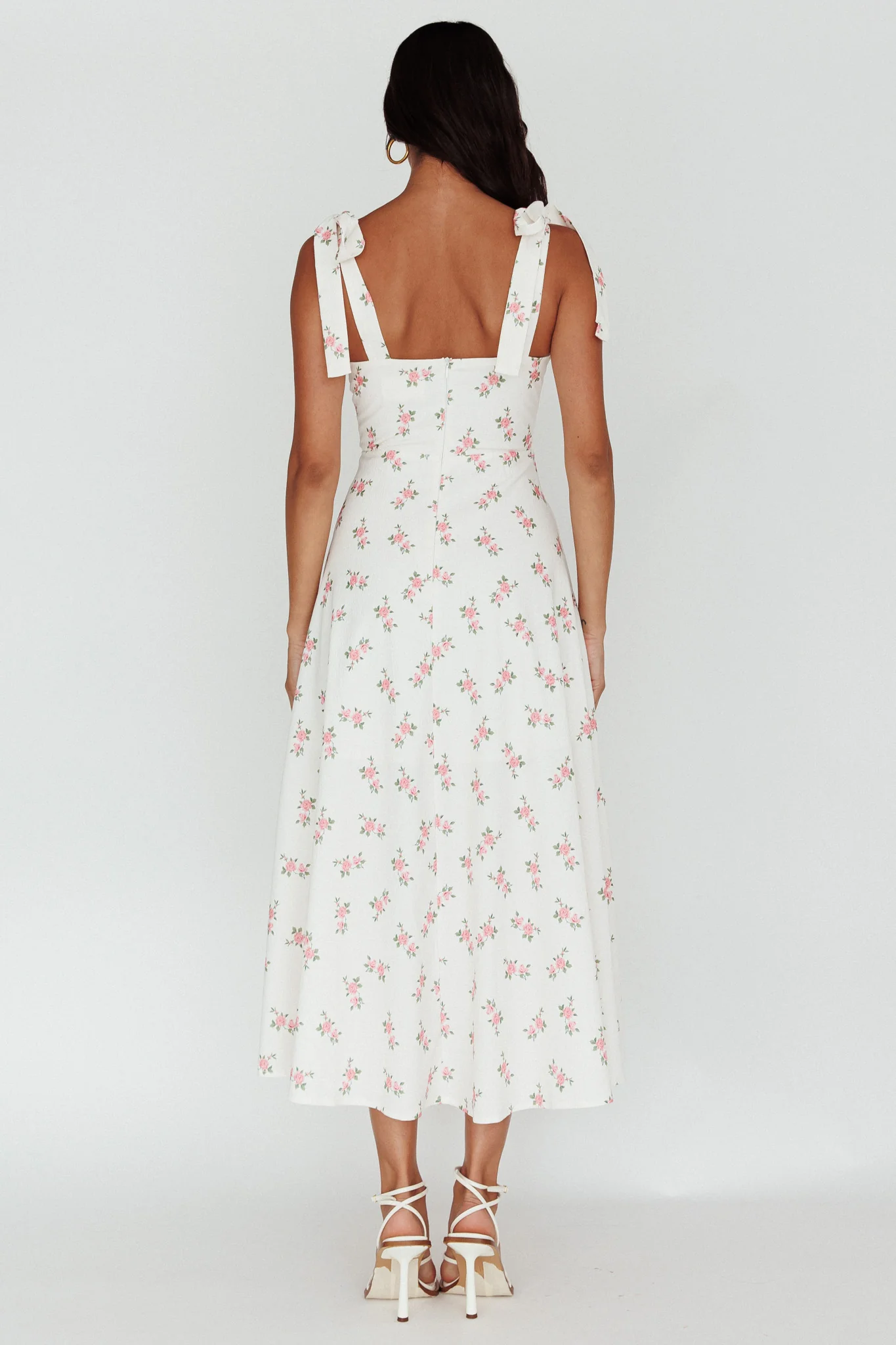 Mathilda Tied Shoulder Midi Dress Pink Floral - Sonourner