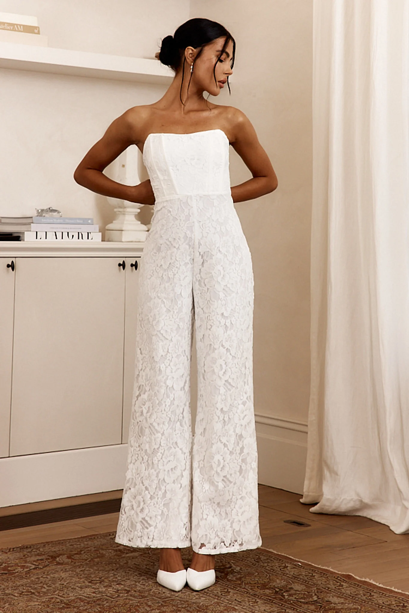 Ankita Strapless Lace Jumpsuit White - Sonourner