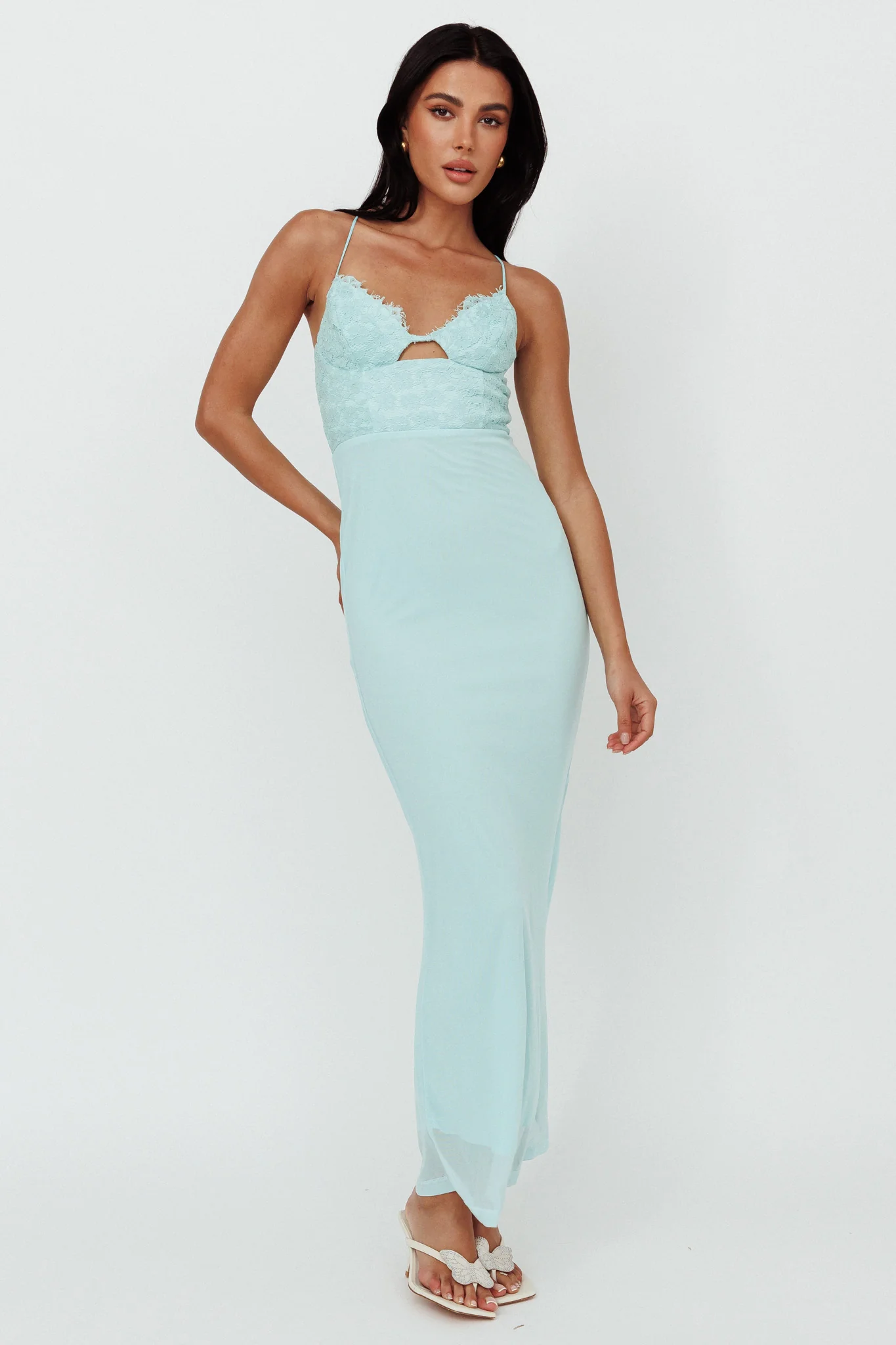 Modern Love Lace Bodice Maxi Dress Mint - Sonourner