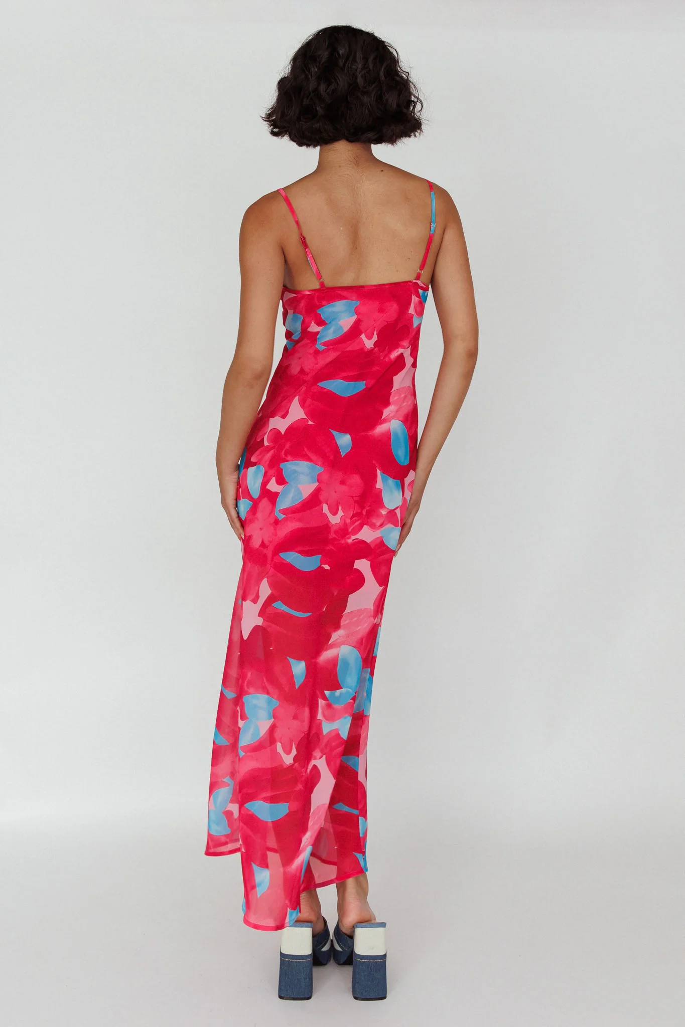 Stasi Cami Strap Midi Dress Floral Pink - Sonourner