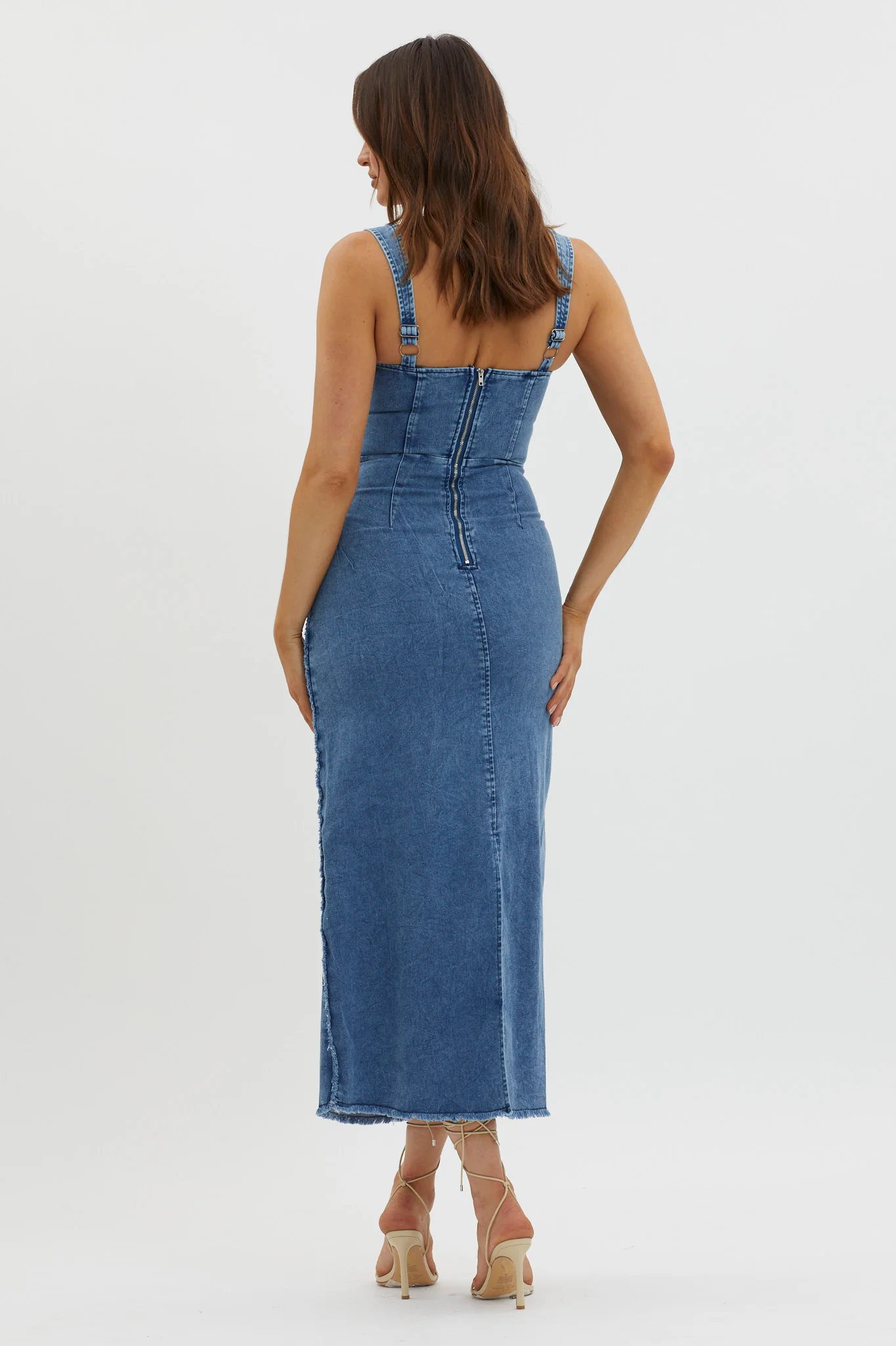 Shenae Raw Edge Bodycon Dress Denim - Sonourner