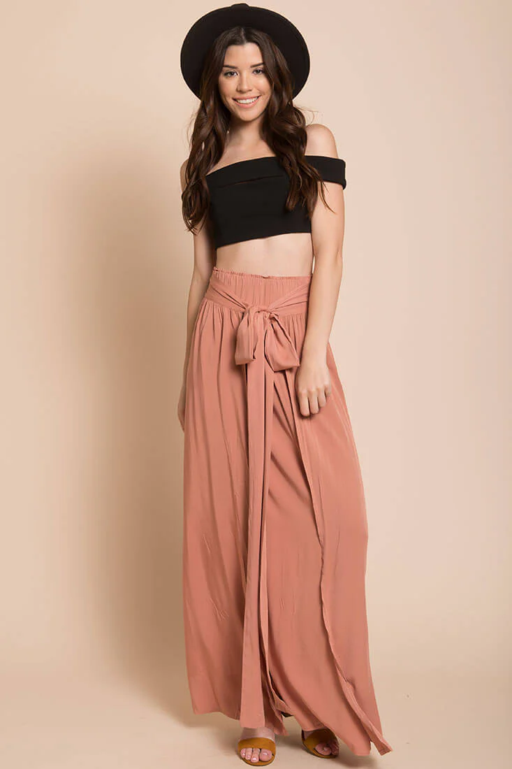 Evalyn High Slit Skirt Rose - Sonourner