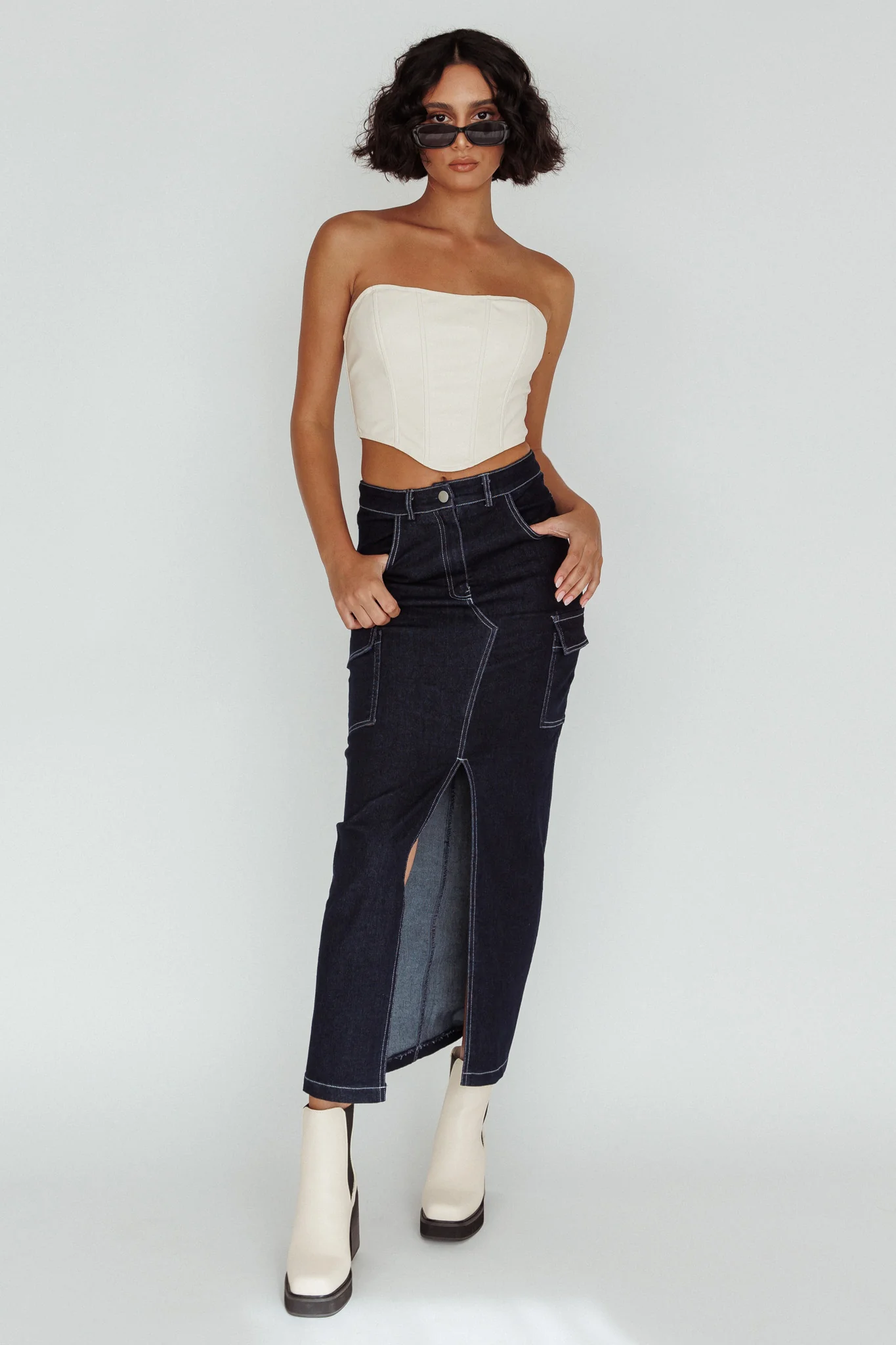 Mercury Retrograde Pocket Midi Skirt Indigo - Sonourner