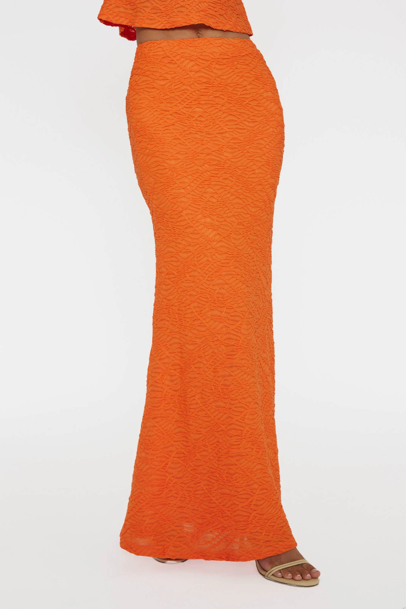 Chat Me Up Embellished Maxi Skirt Tangerine - Sonourner