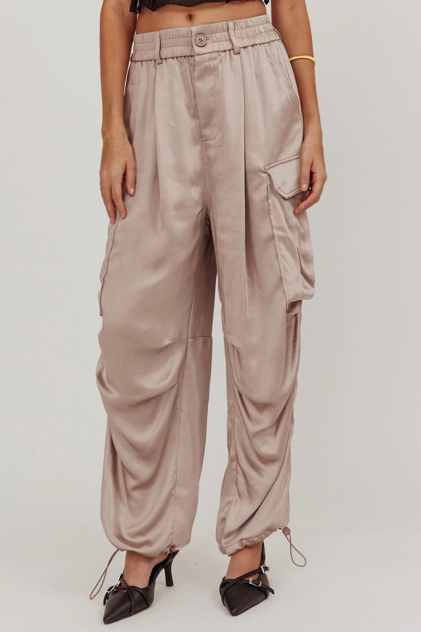 Betty Satin Cargo Pant Mink - Sonourner