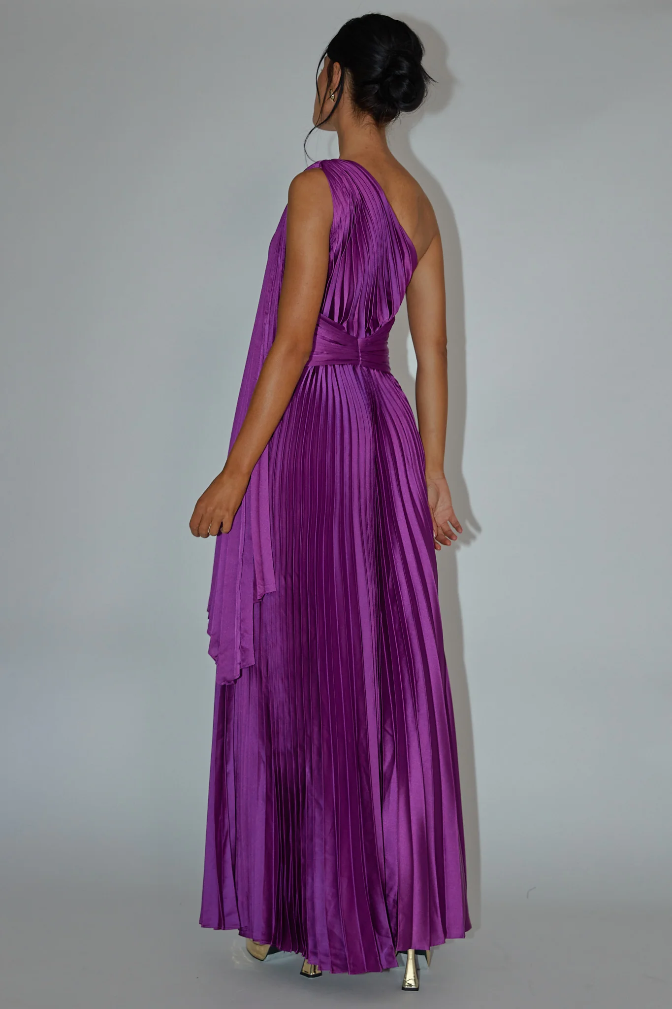 Laxmi Accordion Pleat Maxi Dress Purple - Sonourner