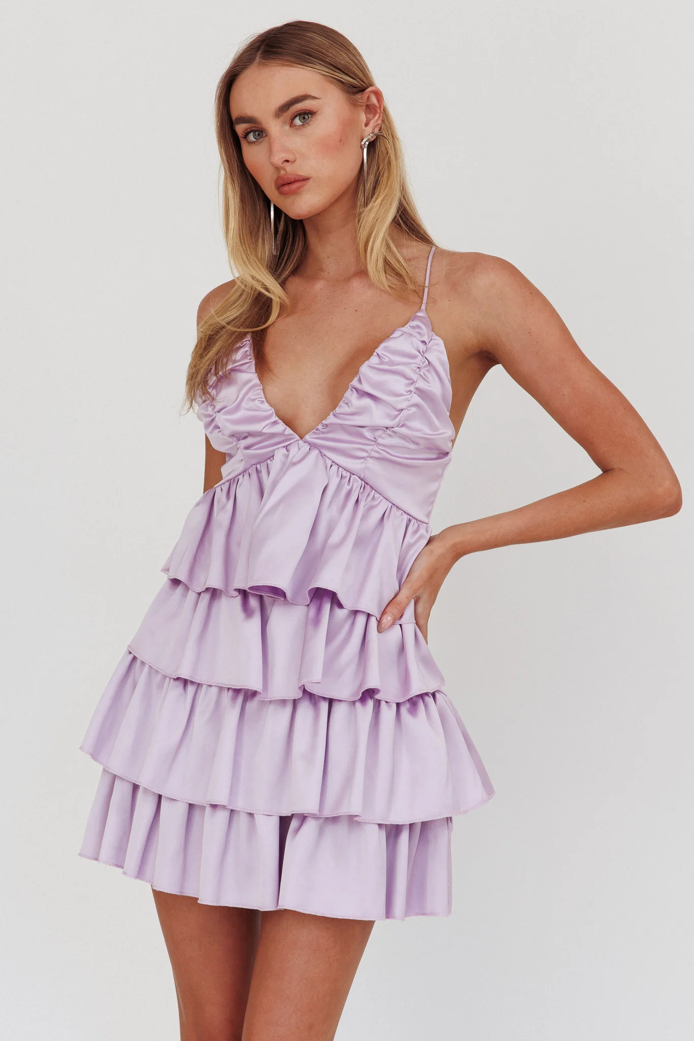 Heavenly Bliss Ruffle Mini Dress Lilac - Sonourner