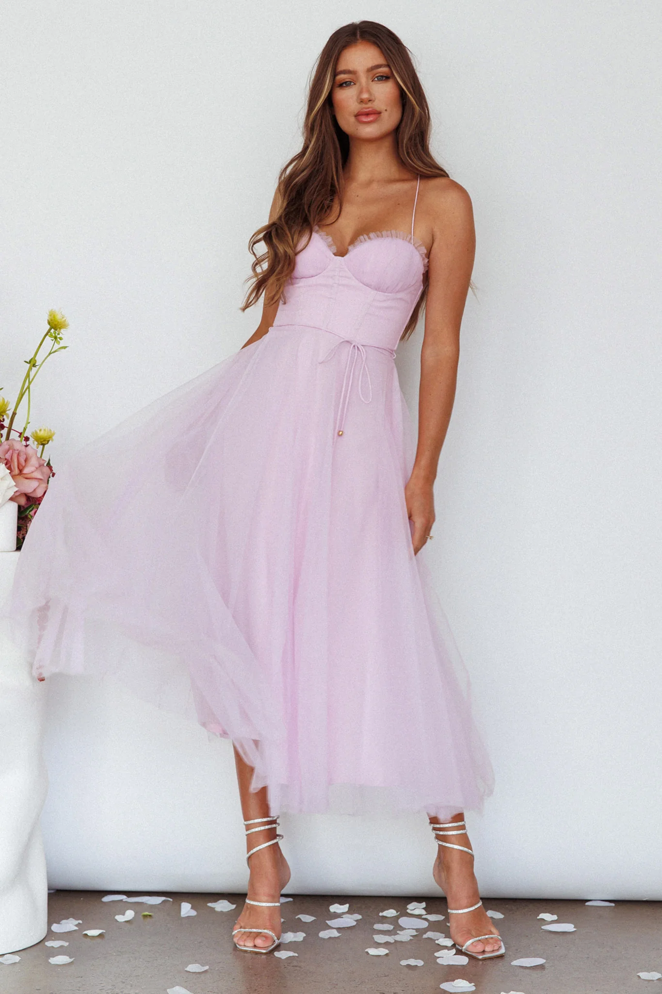 Smitten Sweetheart Neckline Chiffon Midi Dress Orchid - Sonourner
