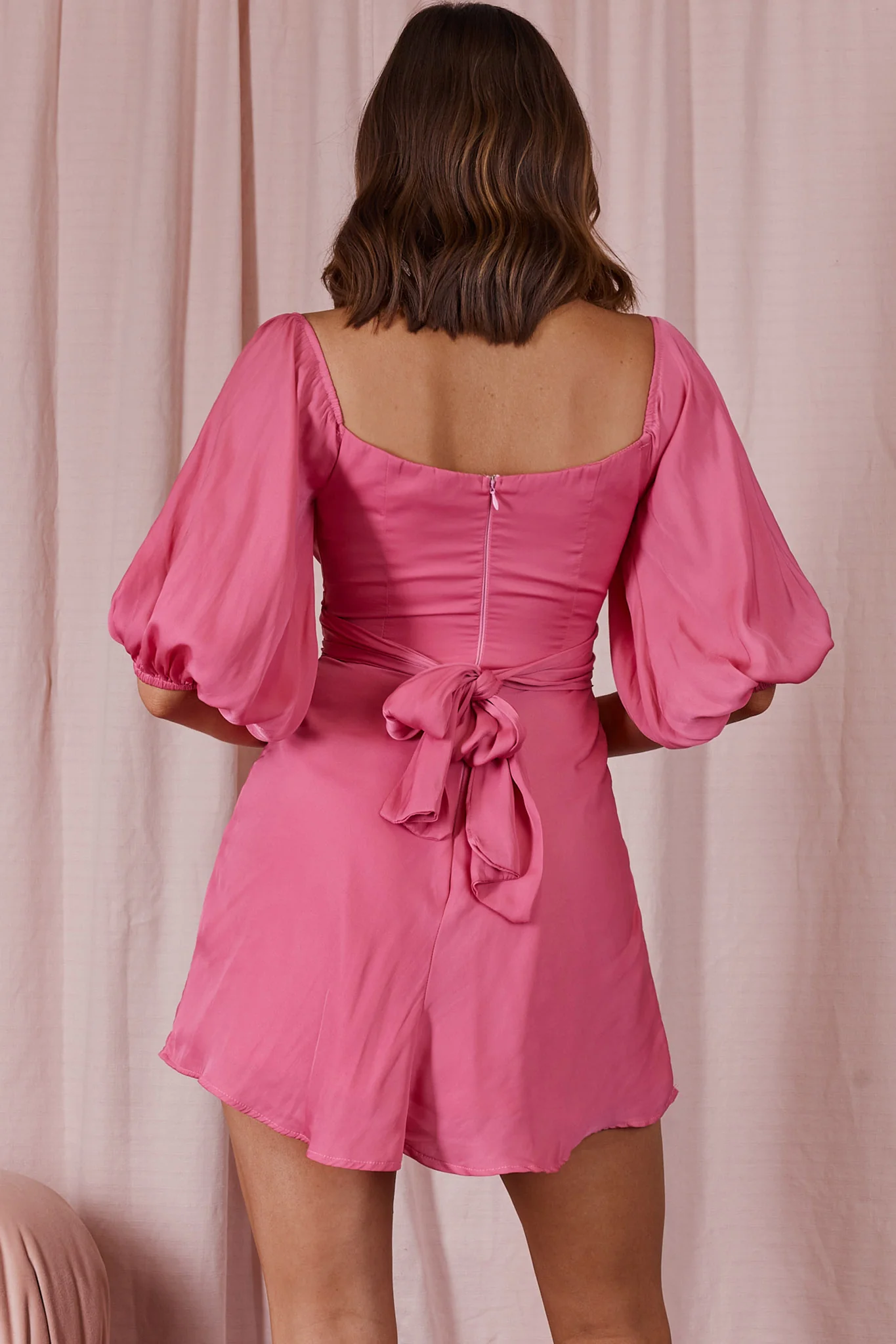 Linka On or Off-Shoulder Half Sleeve Tie-Back Dress Hot Pink - Sonourner