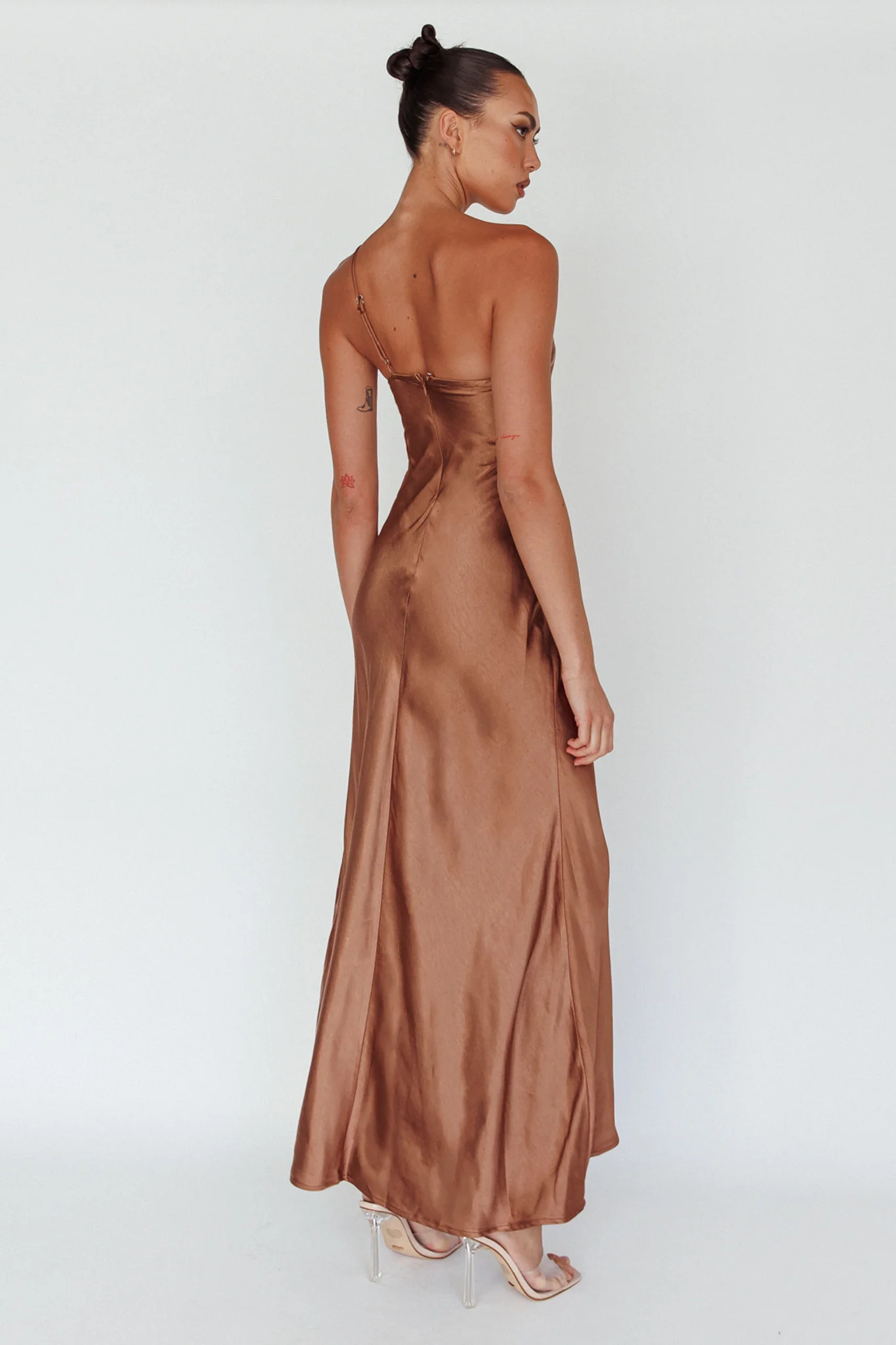 Twilight Tango One-Shoulder Maxi Dress Mocha - Sonourner
