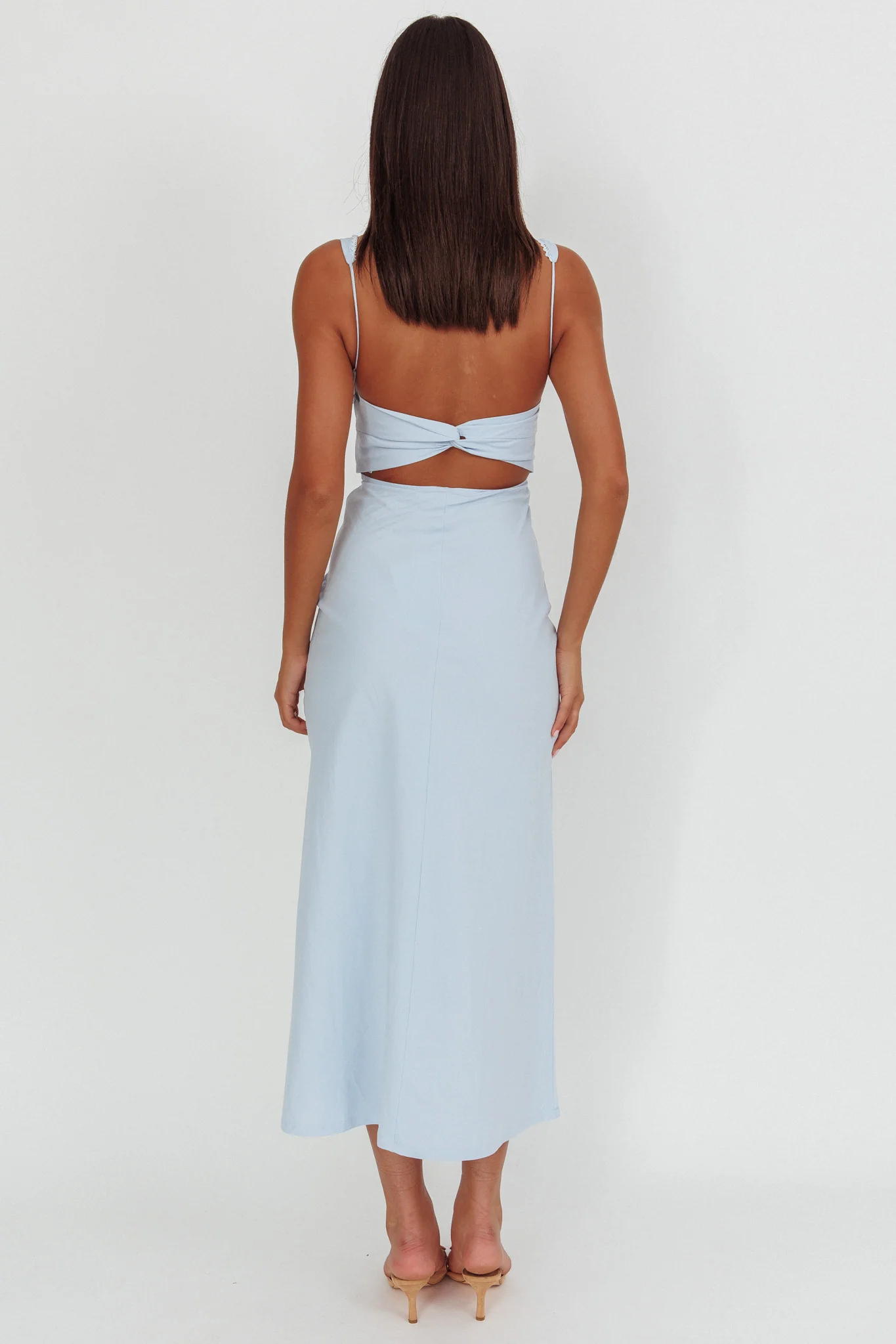 Moonlit Reverie Twist Back Maxi Dress Blue - Sonourner