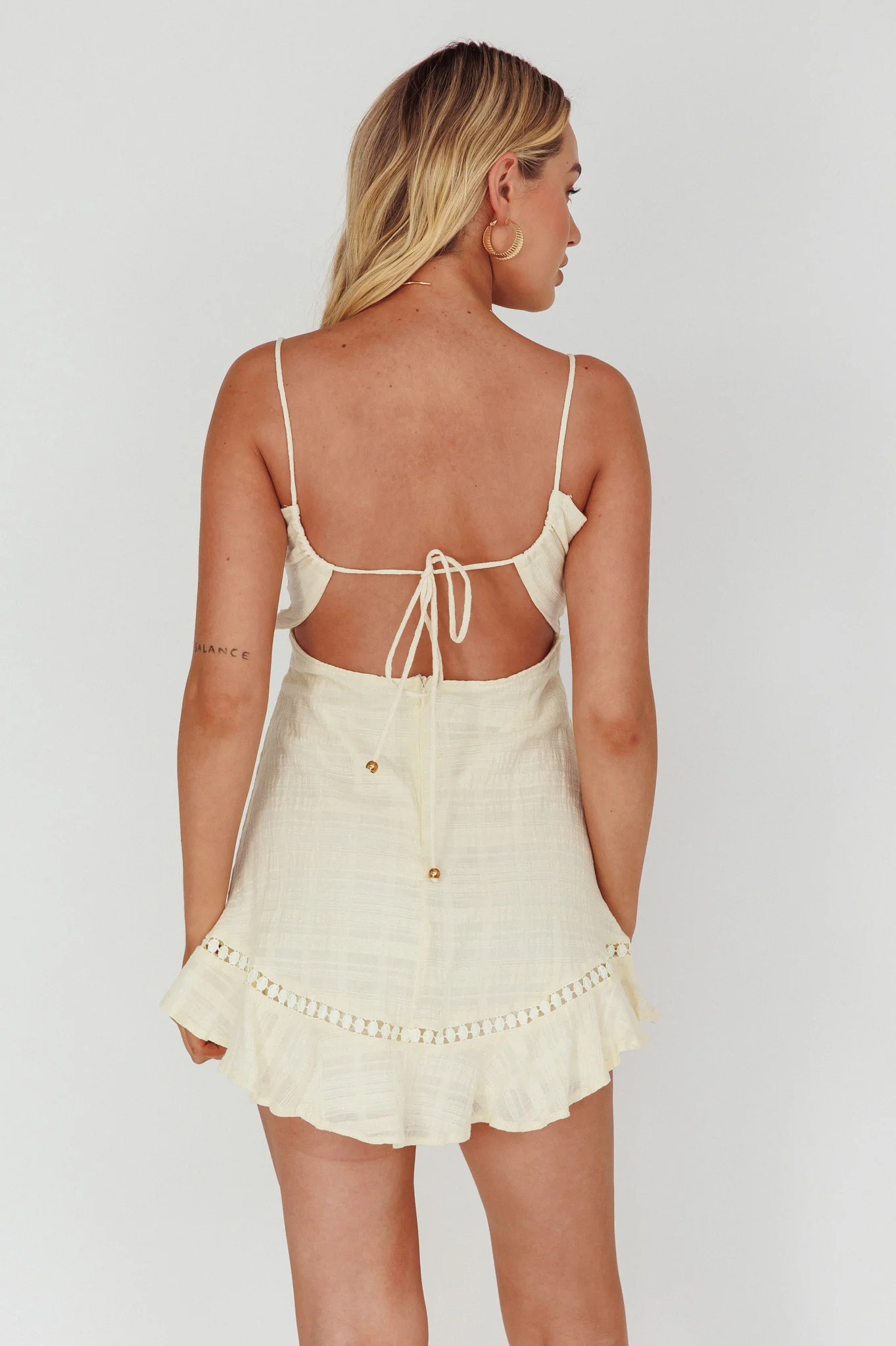 Royale Crochet Lace Trim Dress Beige - Sonourner