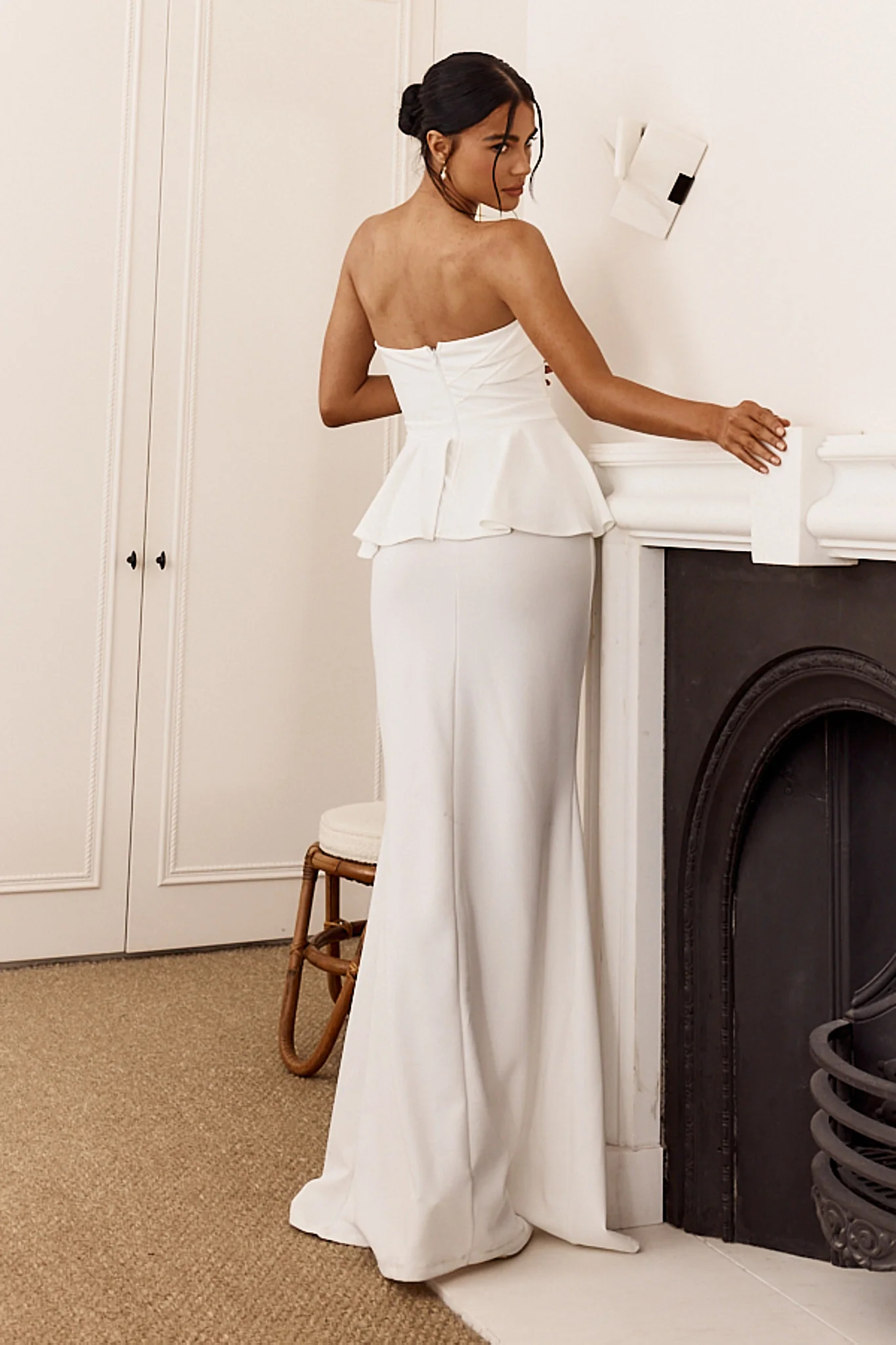 Evergrace Strapless Peplum Maxi Dress Ivory - Sonourner