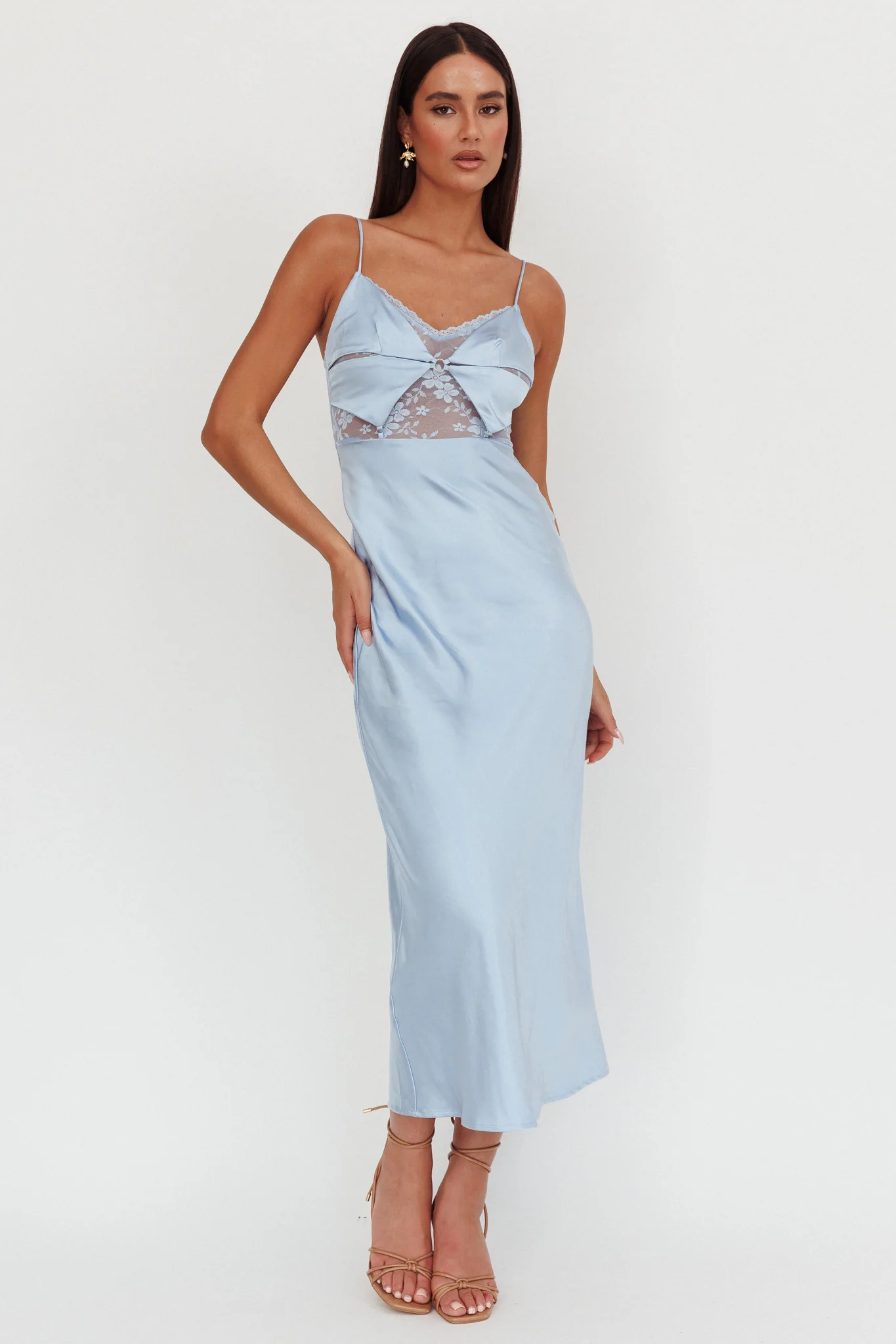 Impressions Lace Bodice Maxi Dress Blue - Sonourner