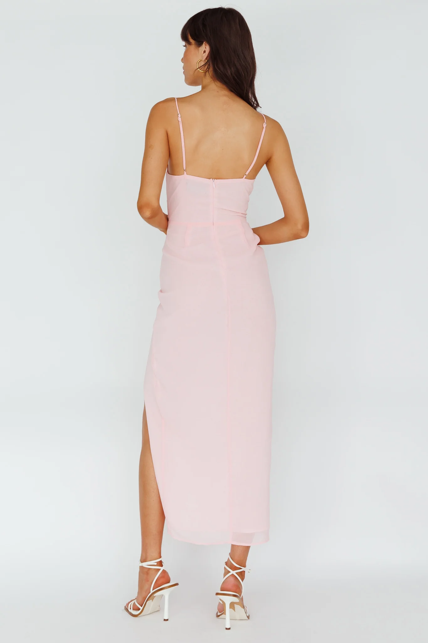 Ryanna Laced Bodice Split Midi Dress Pink - Sonourner