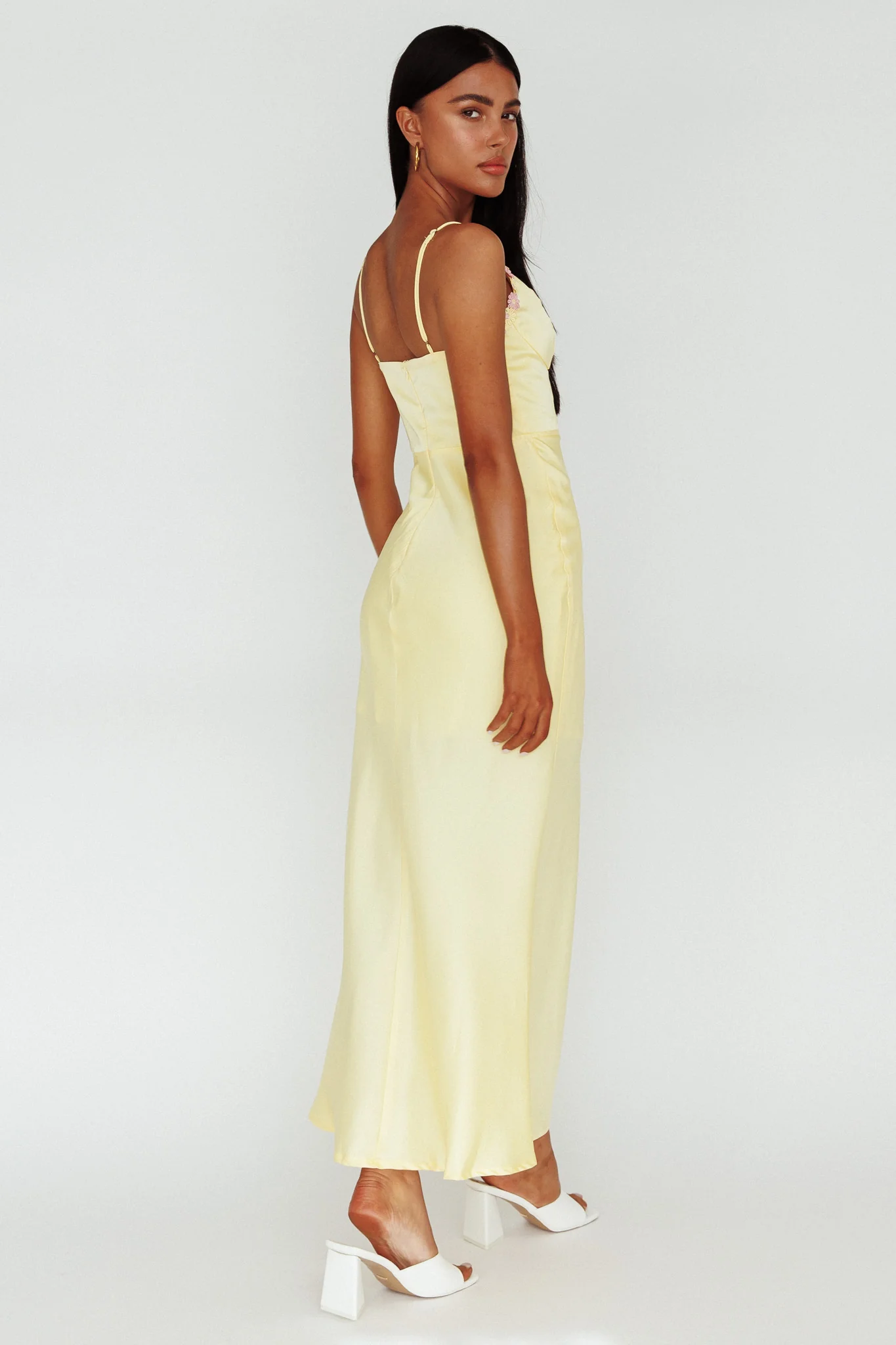 Honeysuckle Floral Neckline Midi Dress Lemon - Sonourner