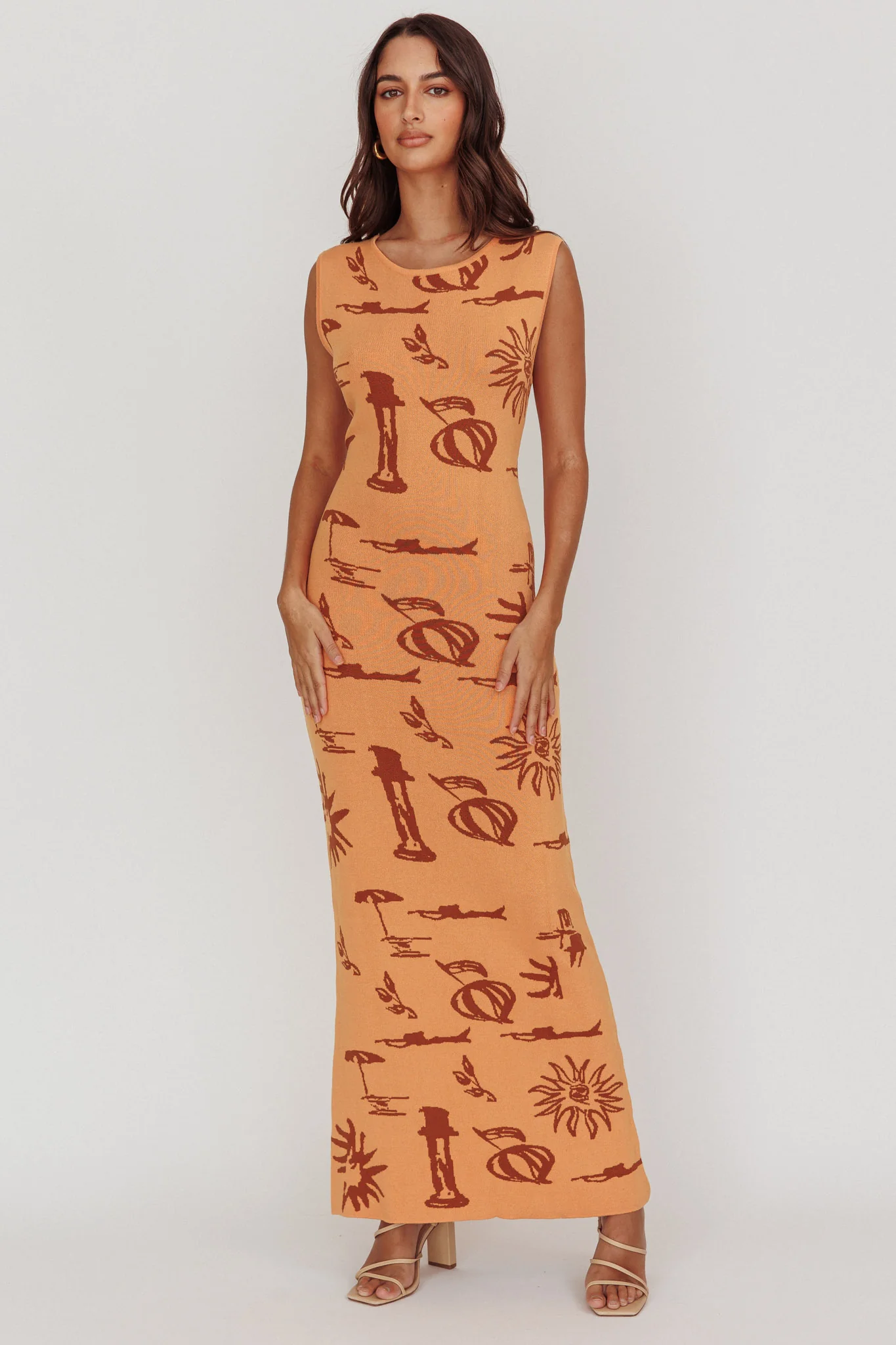 Irene Column Silhouette Maxi Dress Apricot - Sonourner