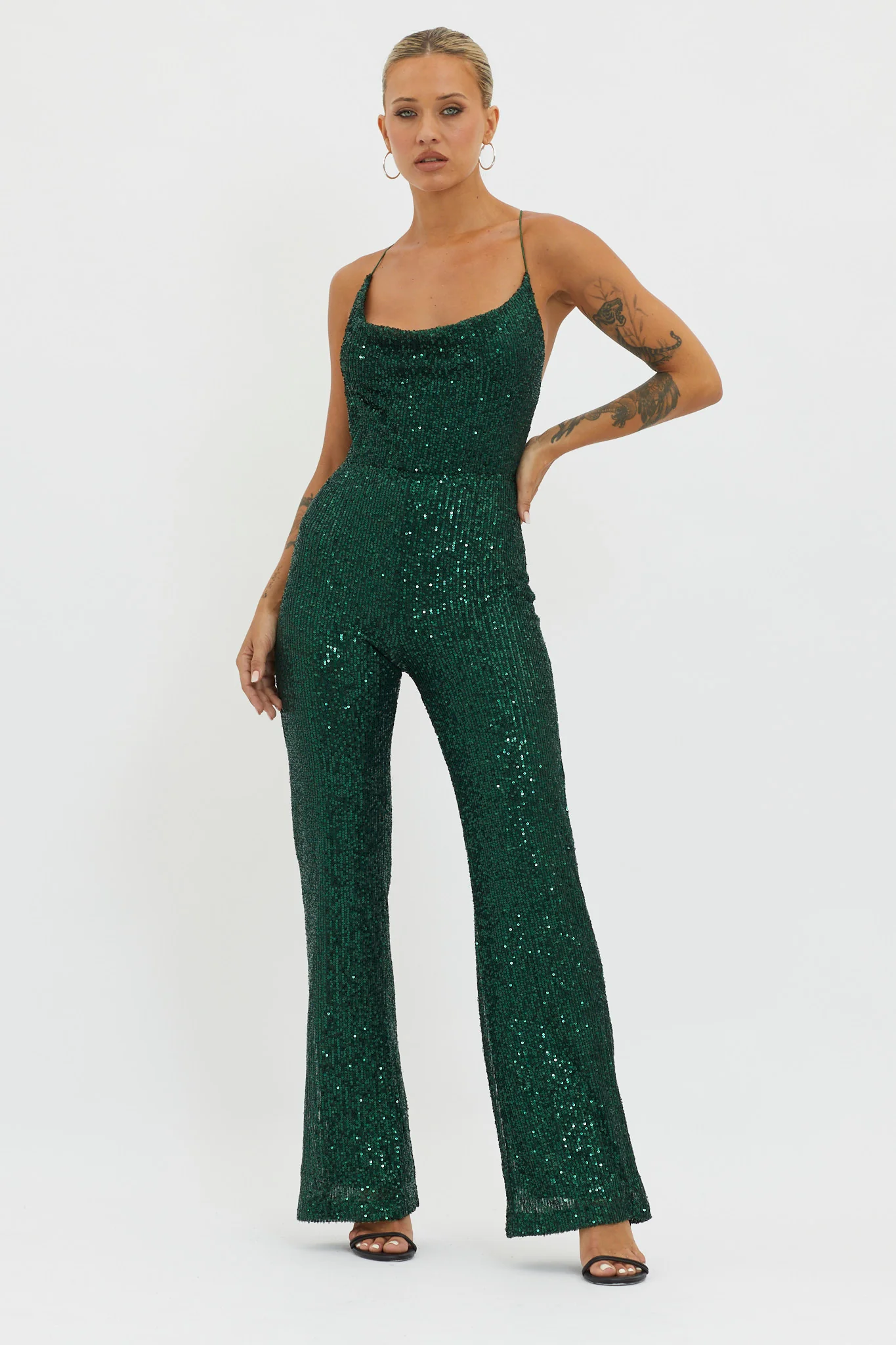 Midnight Kiss Sequin Jumpsuit Hunter - Sonourner
