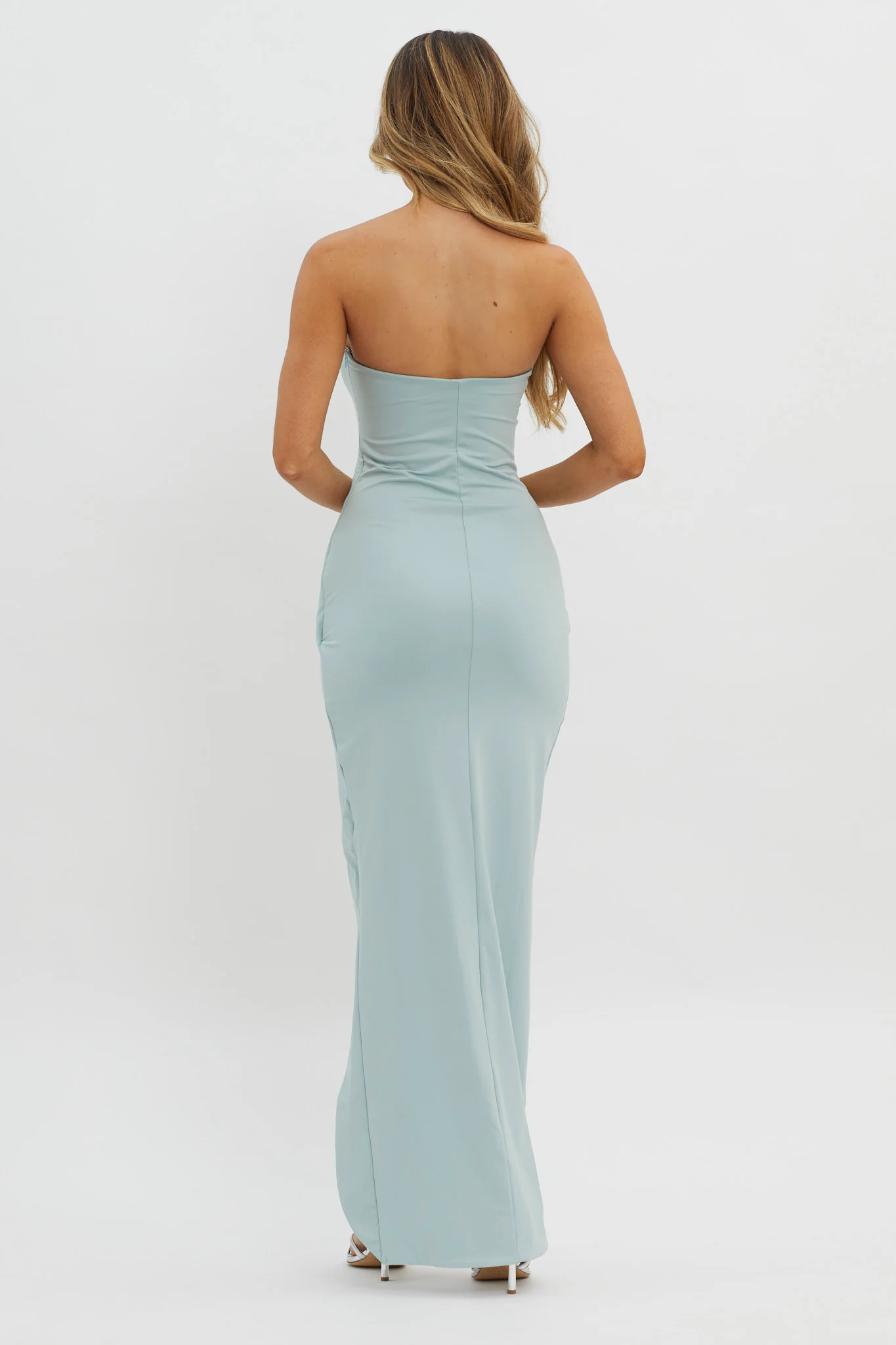 Evette Strapless Split Maxi Dress Sage - Sonourner