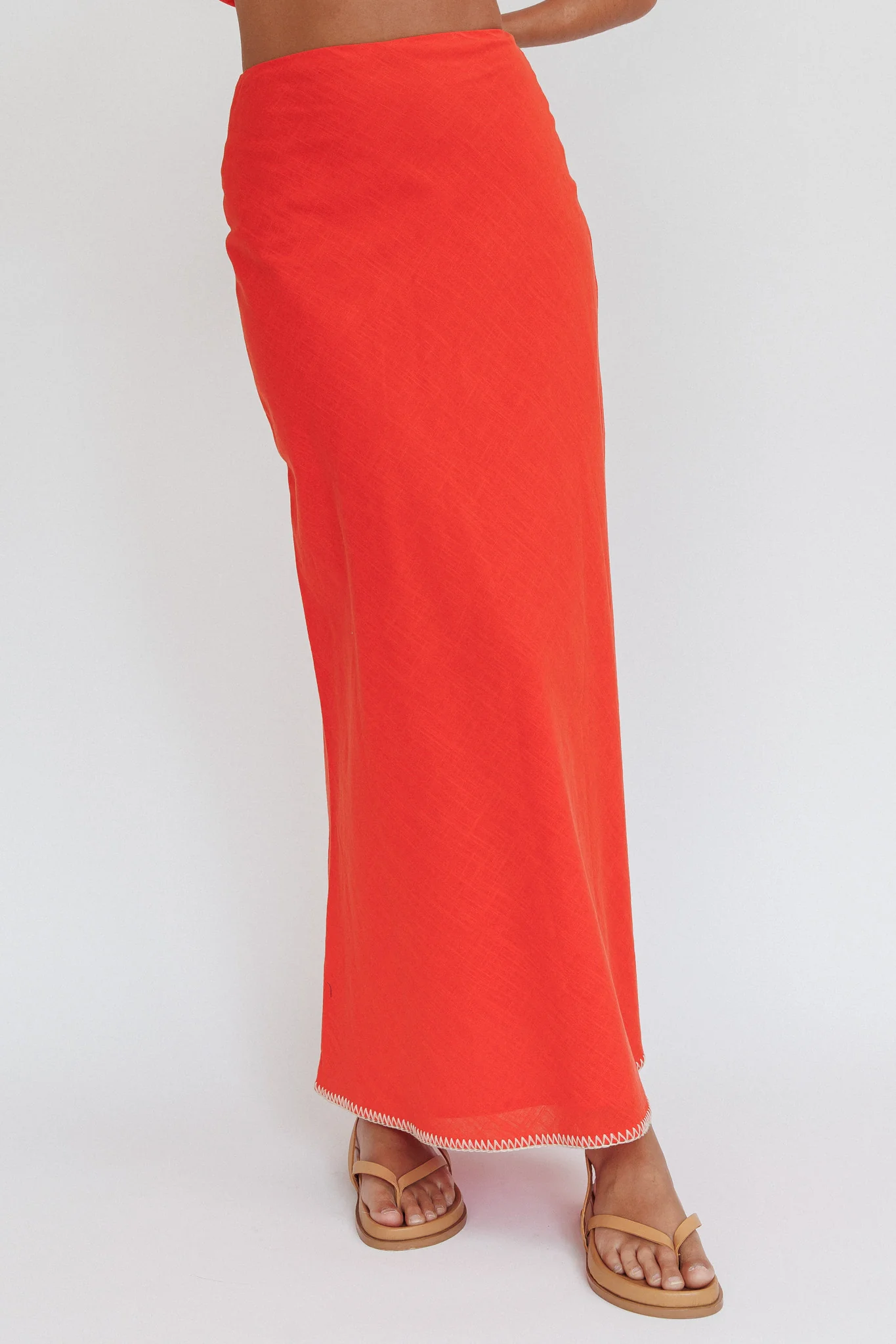 Dose Of Sunshine Blanket Stitch Skirt Orange - Sonourner