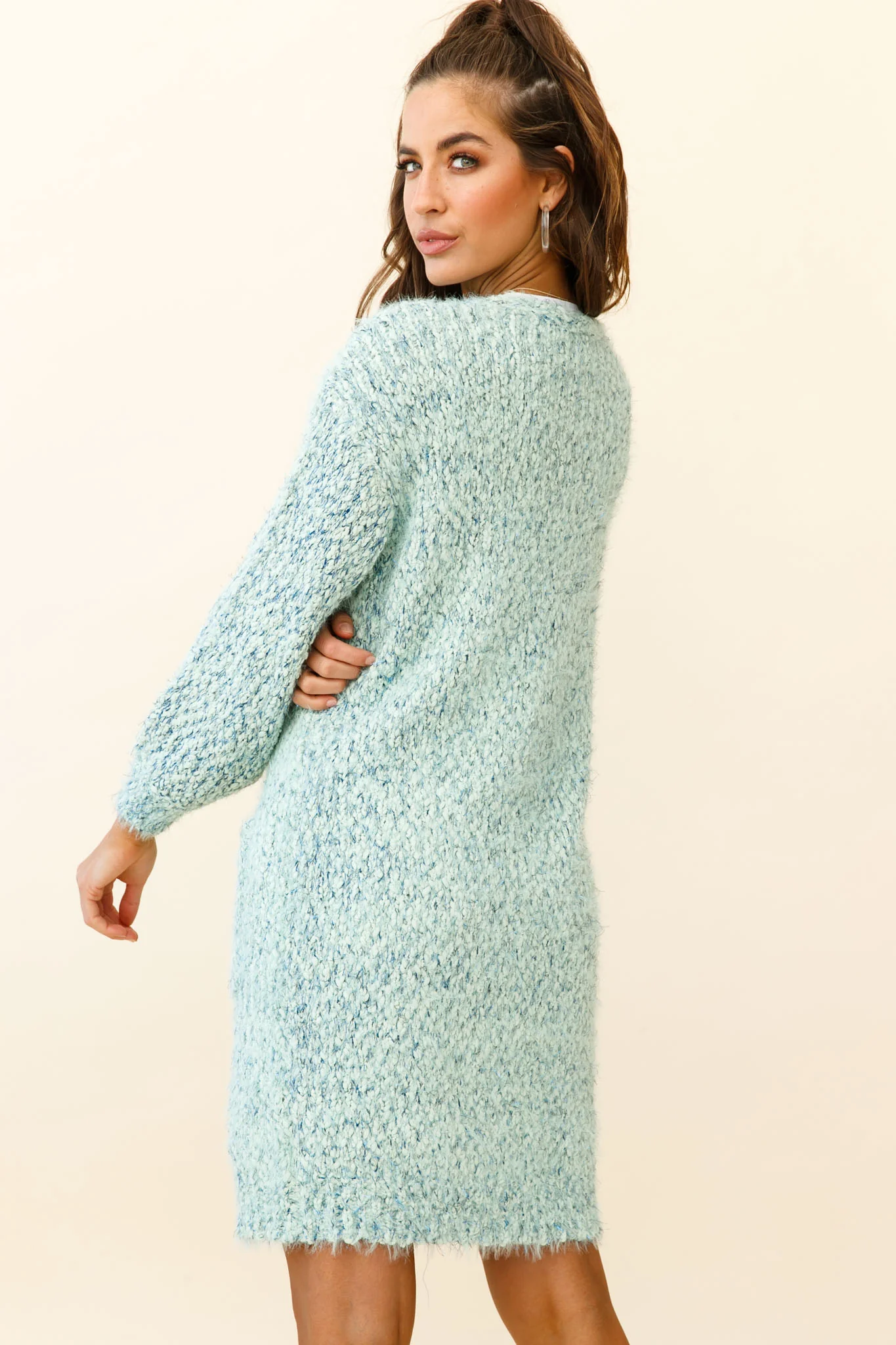 Johanna Long Sleeve Pocket Cardigan Mottled Green - Sonourner