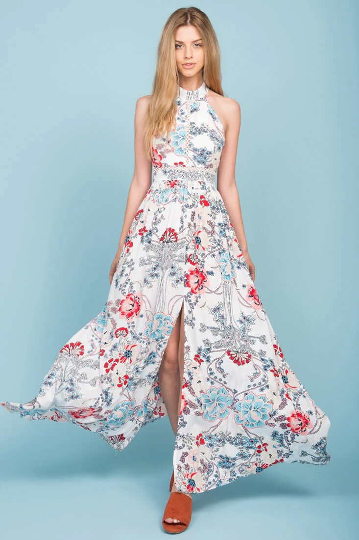 Baylor Floral Maxi Dress White - Sonourner
