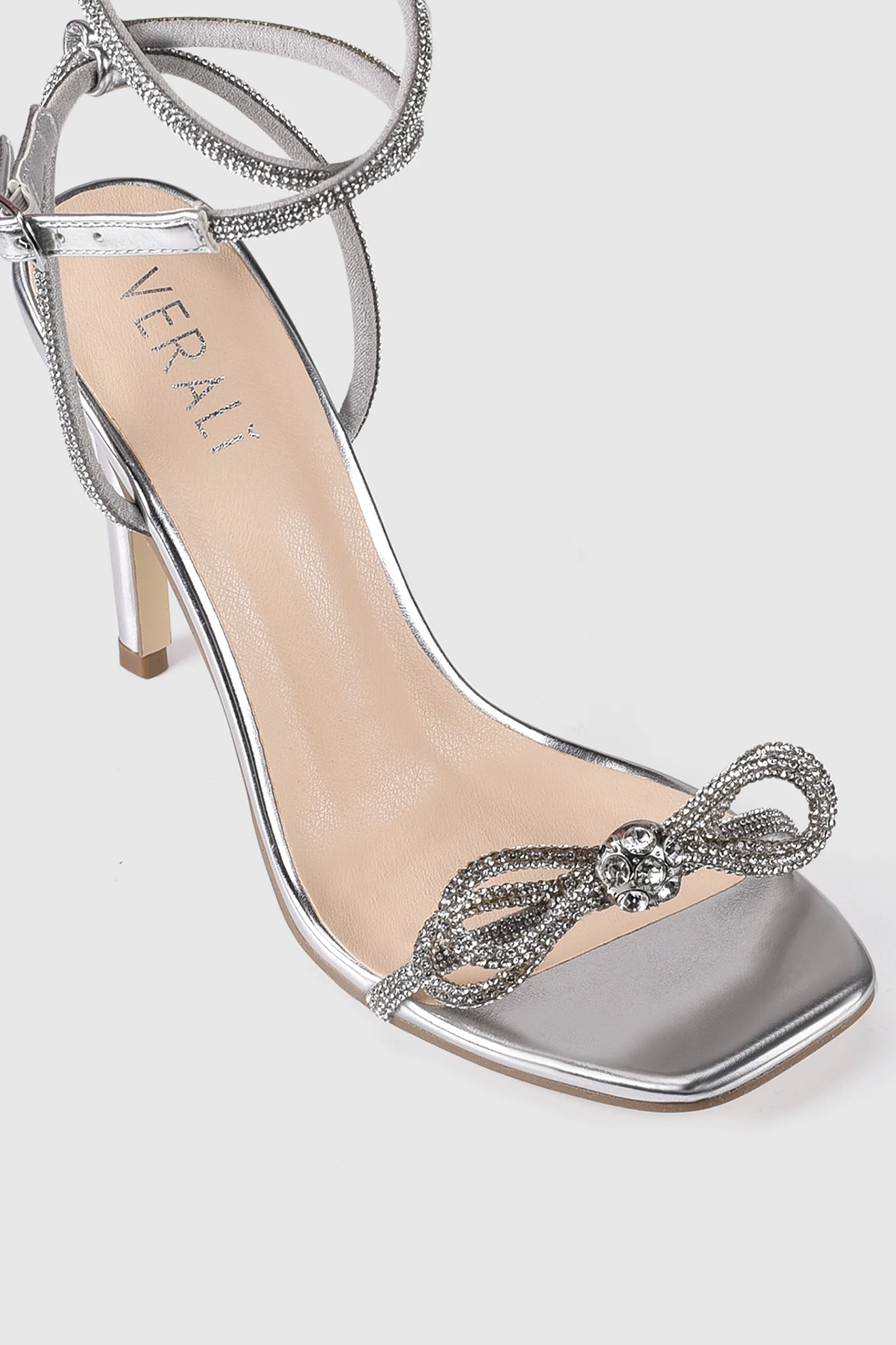 VERALi Ottawa Diamante High Heels Silver Metallic Smooth - Sonourner