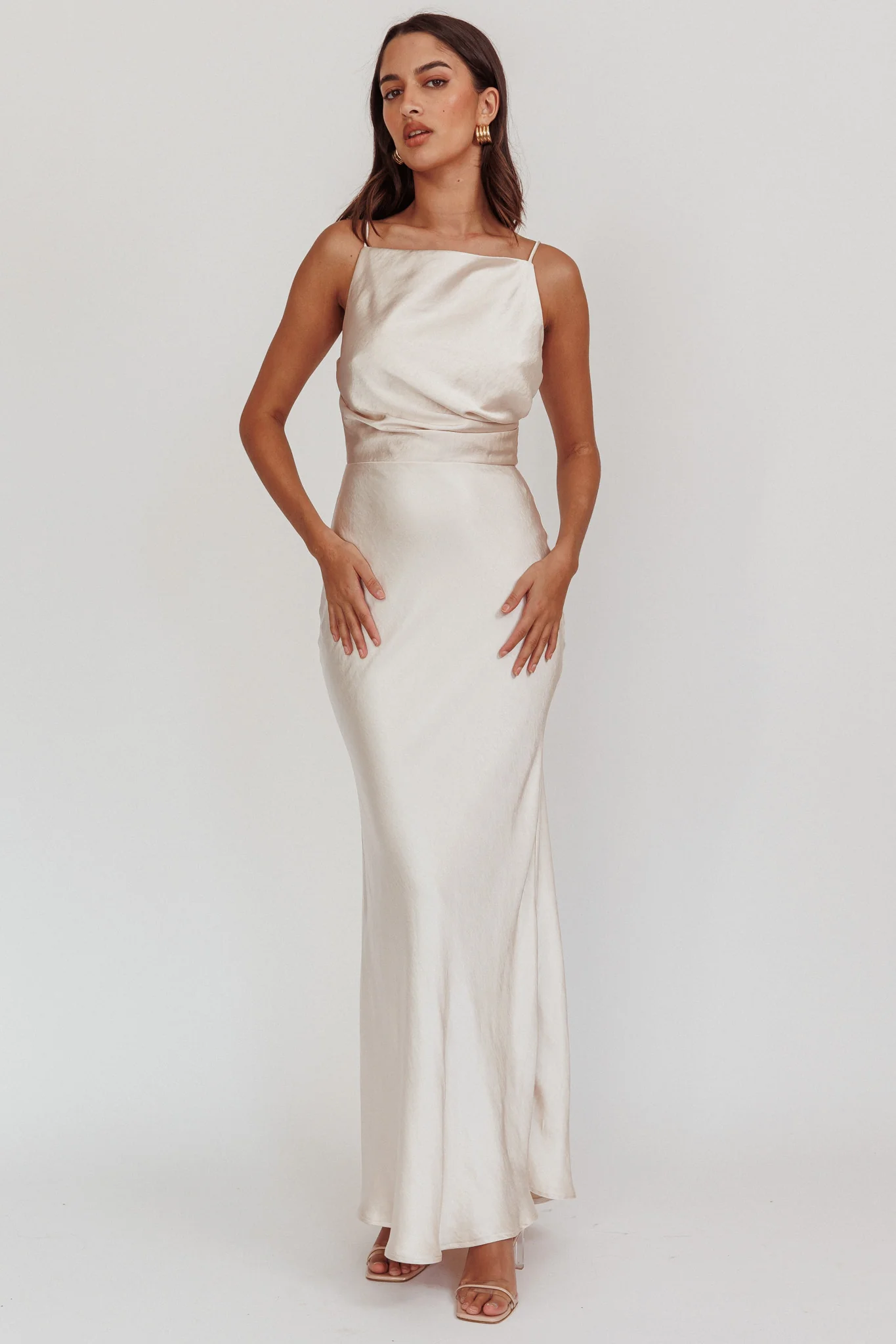 Laila Boat Neck Maxi Dress Stone Champagne - Sonourner