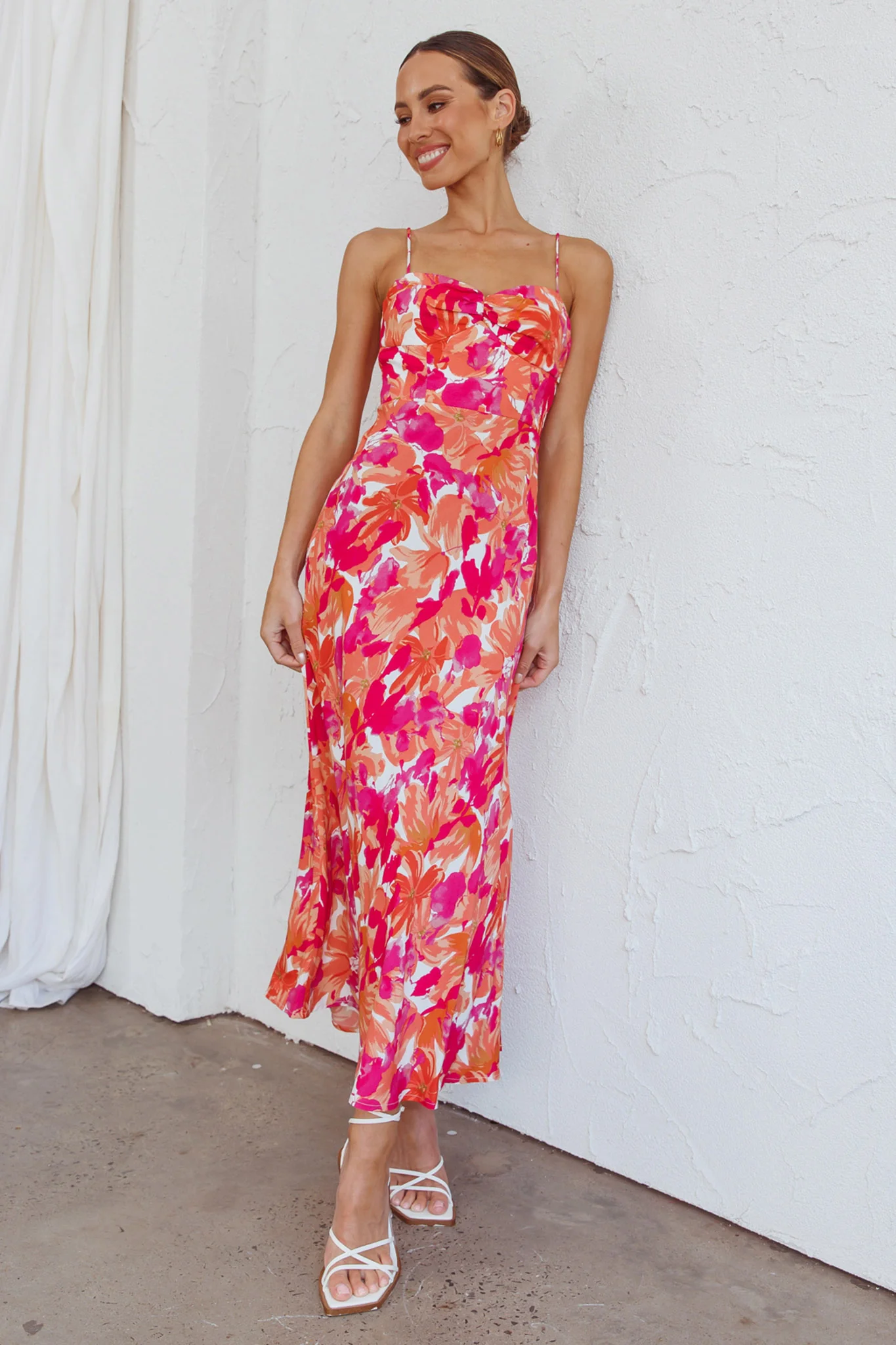 Golden Sands Cami Strap Maxi Dress Floral Red - Sonourner