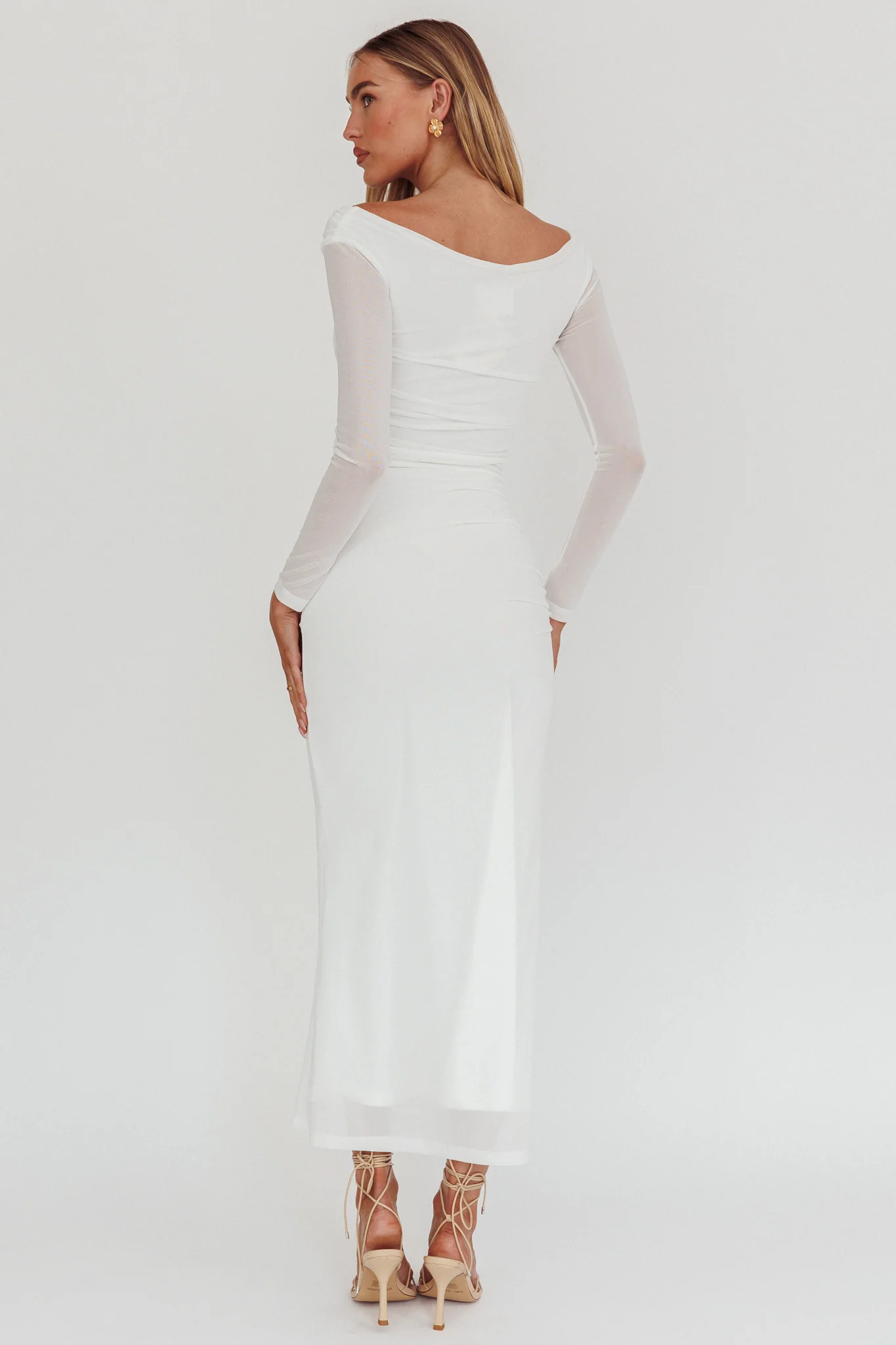 In Blooms Off Shoulder Maxi Dress Off White - Sonourner