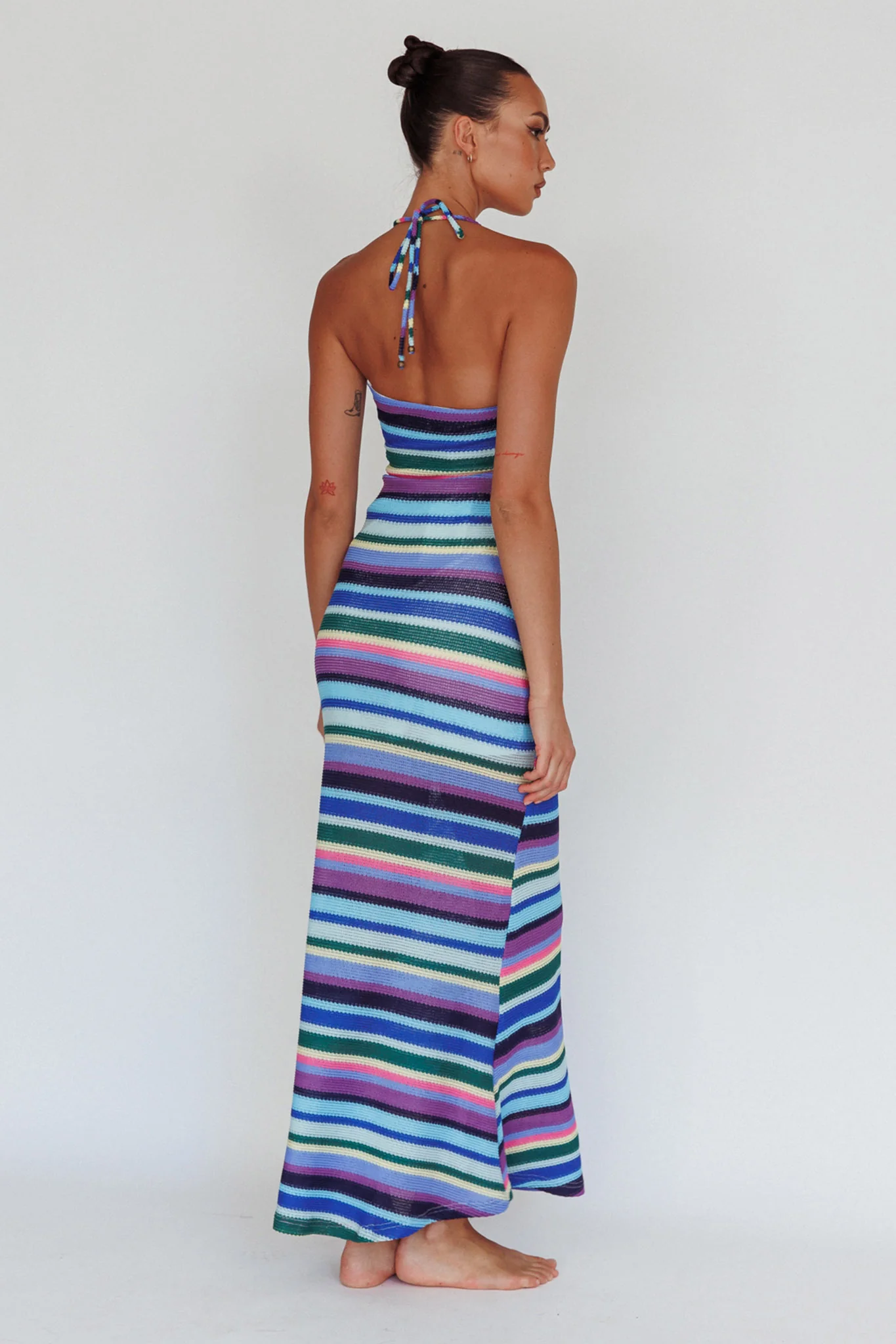 Kandy Crochet Maxi Dress Stripe Lavender Multi - Sonourner