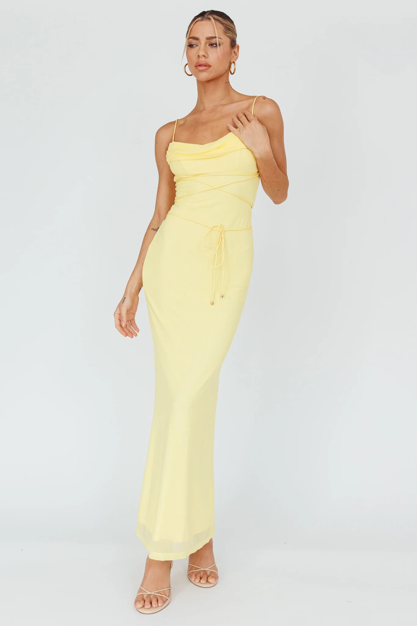 Teava Laced Waist Maxi Dress Butter - Sonourner