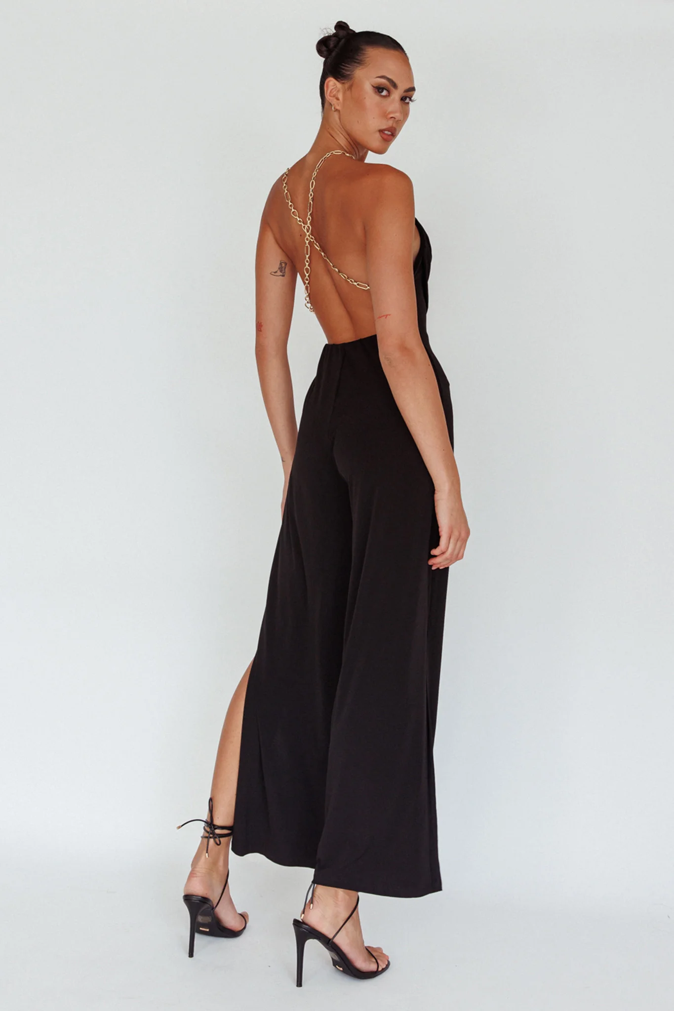 Emanuella Chain Strap Jumpsuit Black - Sonourner