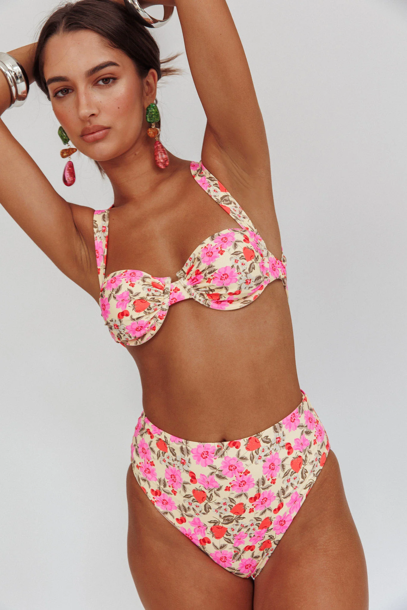 Harmonia High Waist Bikini Bottom Yellow Floral - Sonourner