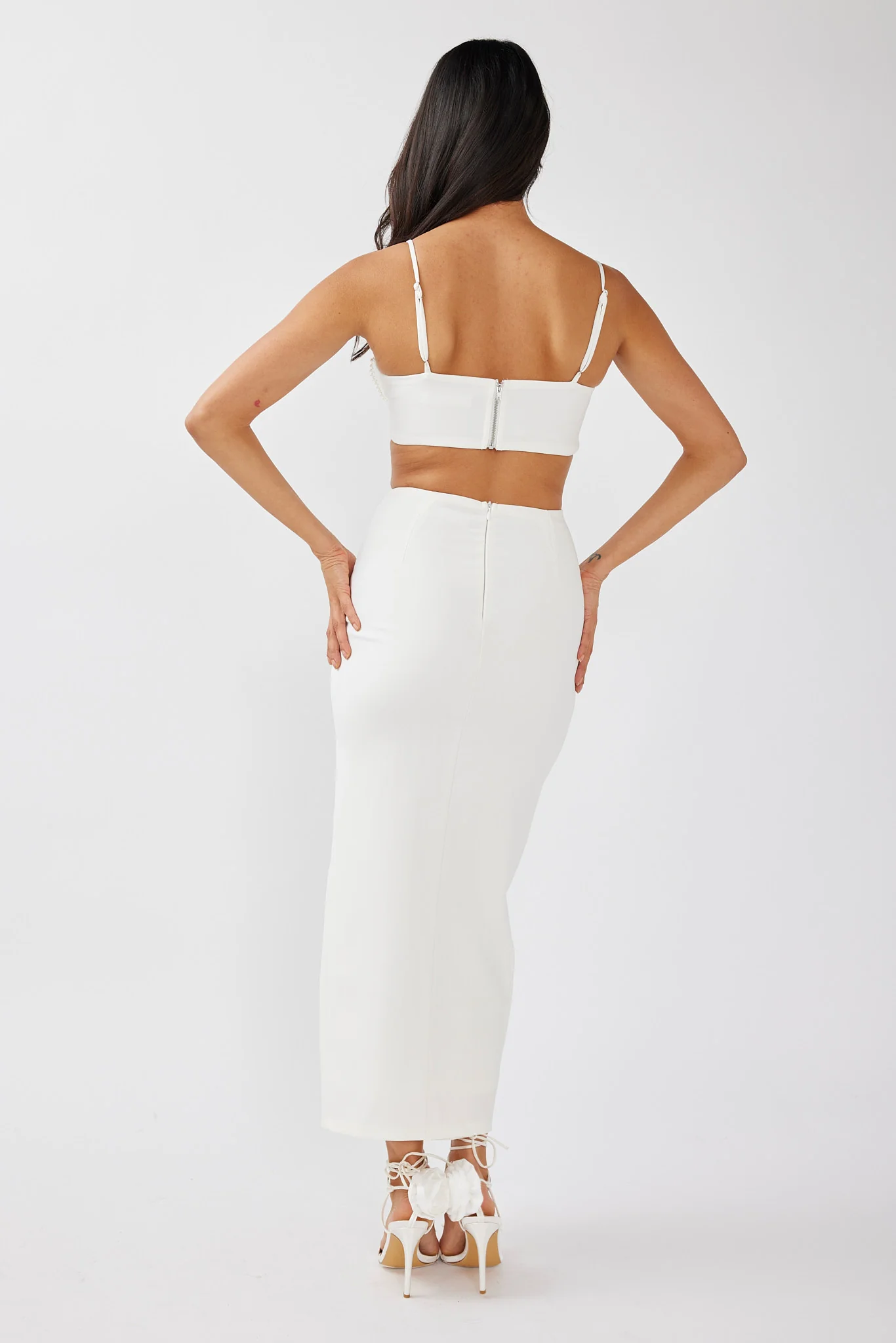 Next To You Thigh Split Skirt White - Sonourner
