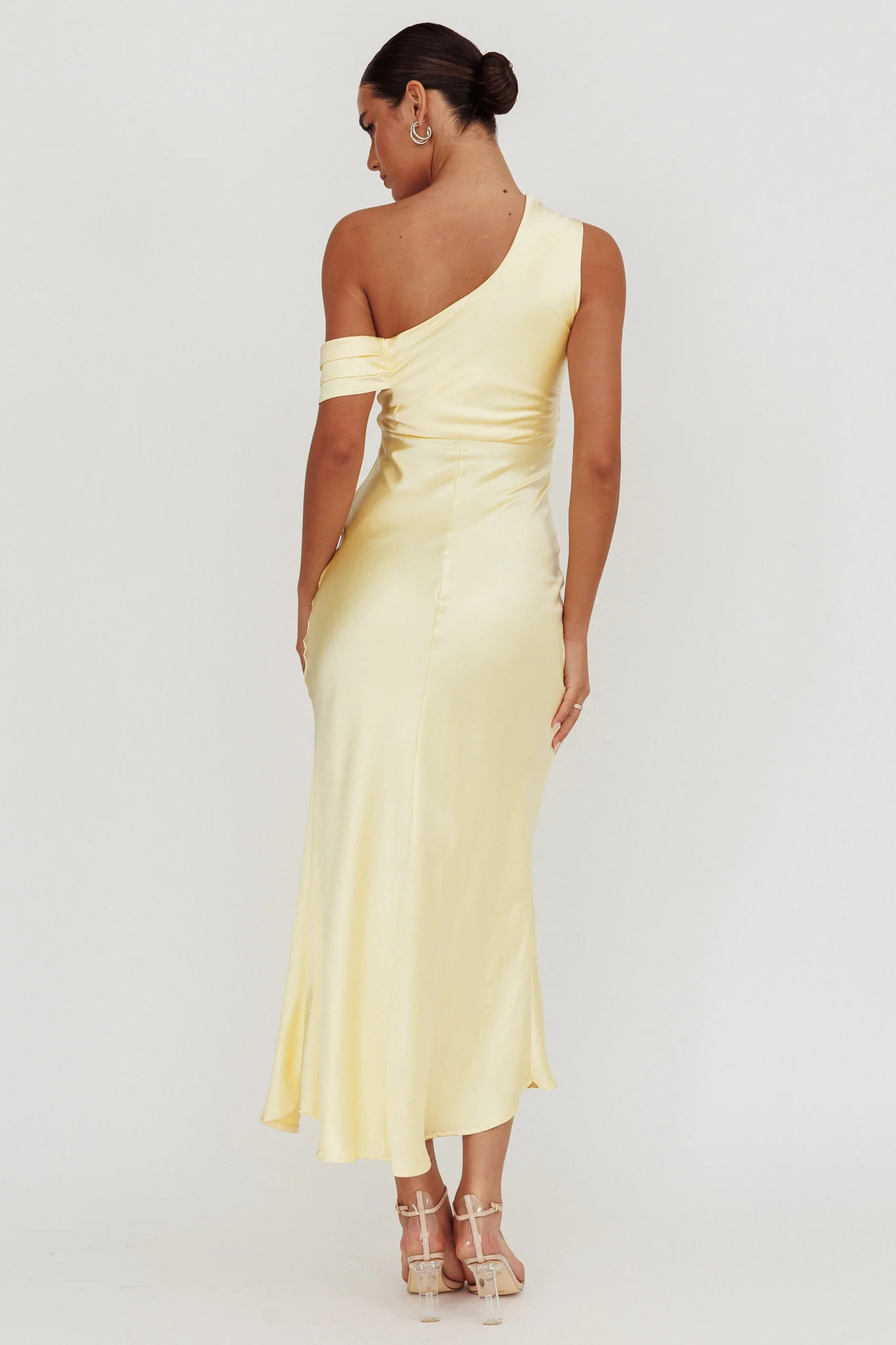 Floret Asymmetric Neckline Midi Dress Butter - Sonourner