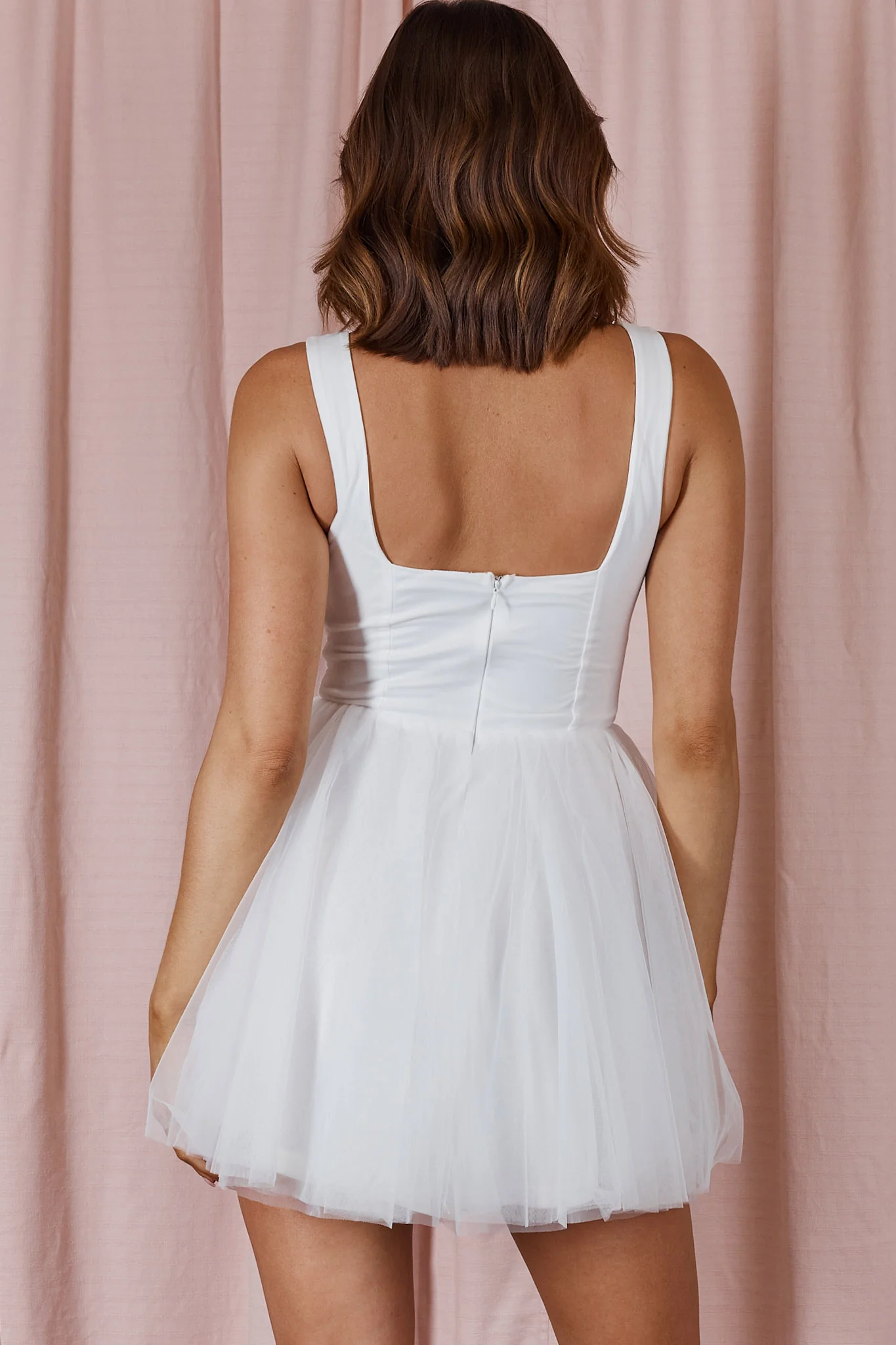 La Ballerine Layered Mesh Mini Dress White - Sonourner