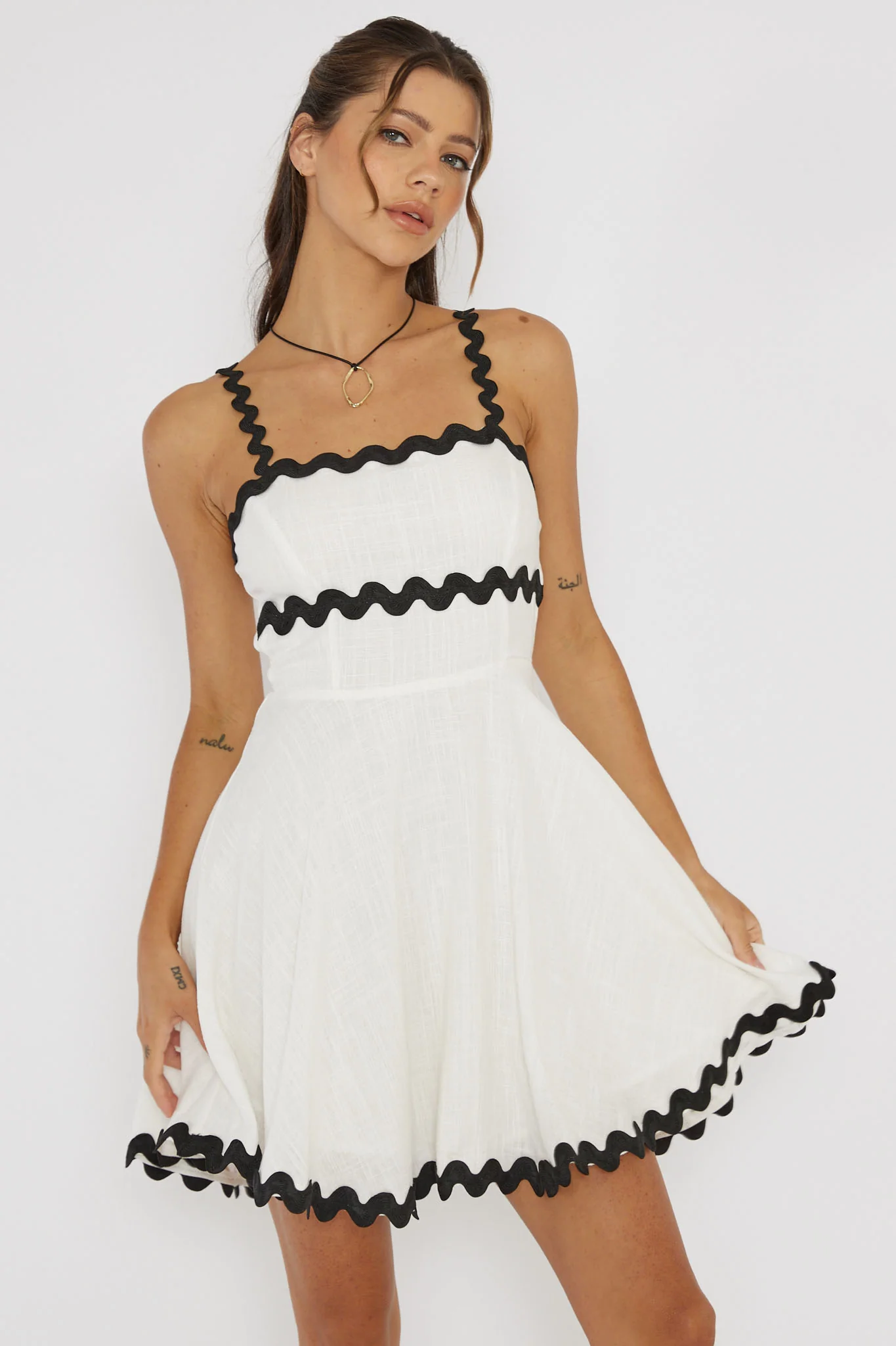 Won Me Over Ric Rac Trim Mini Dress White - Sonourner