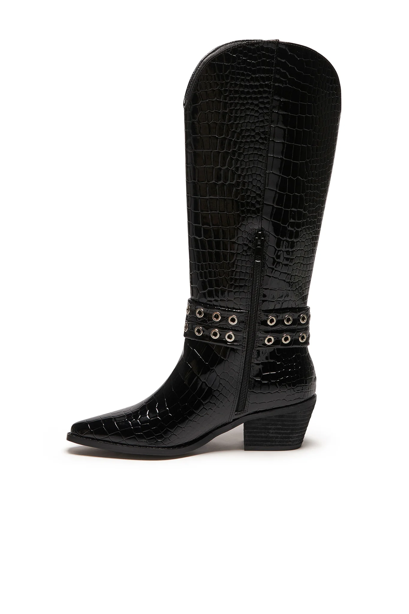 THERAPY Maiden Cowboy Boot Black Patent Croc - Sonourner